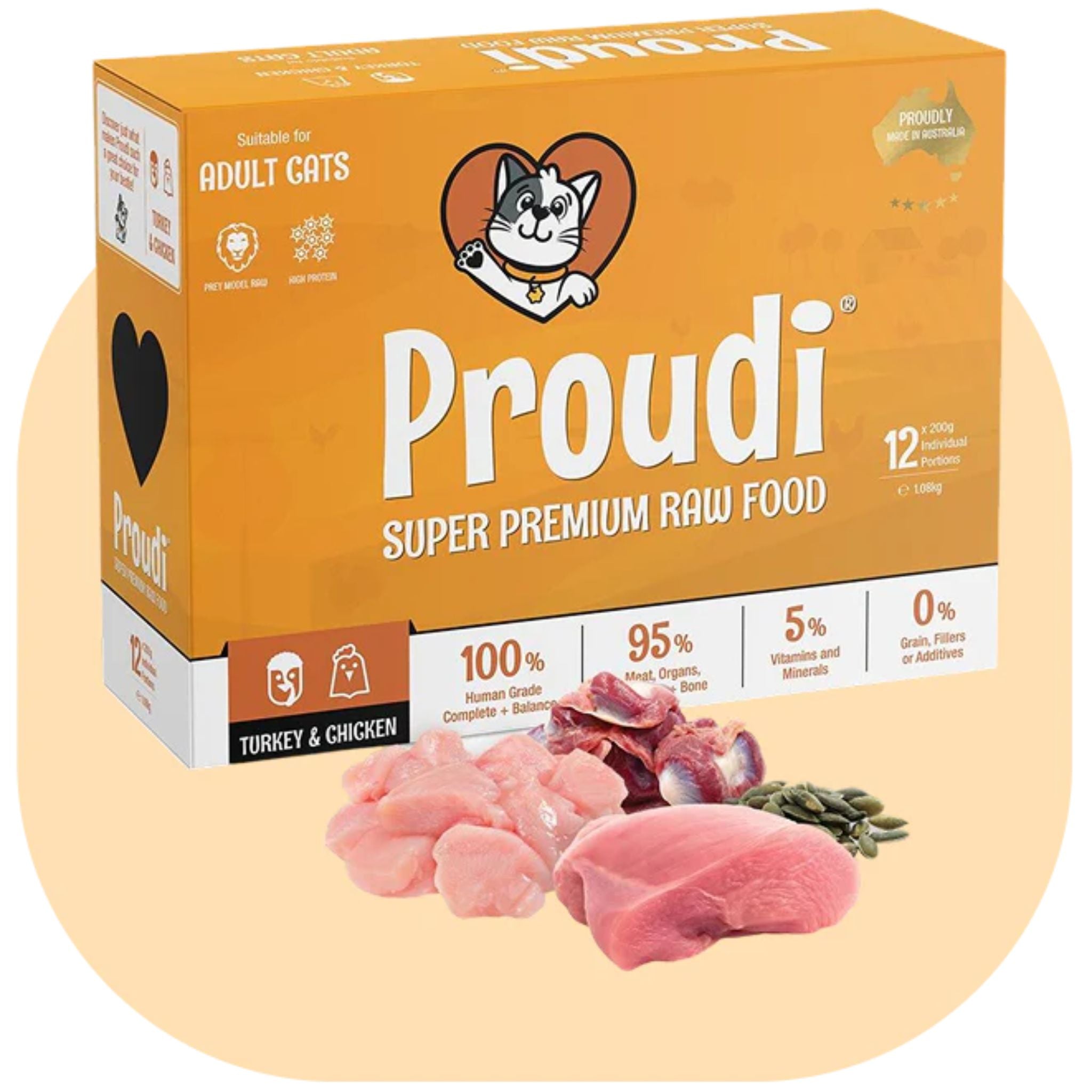 Proudi Turkey and Chicken Raw Patties for Cats