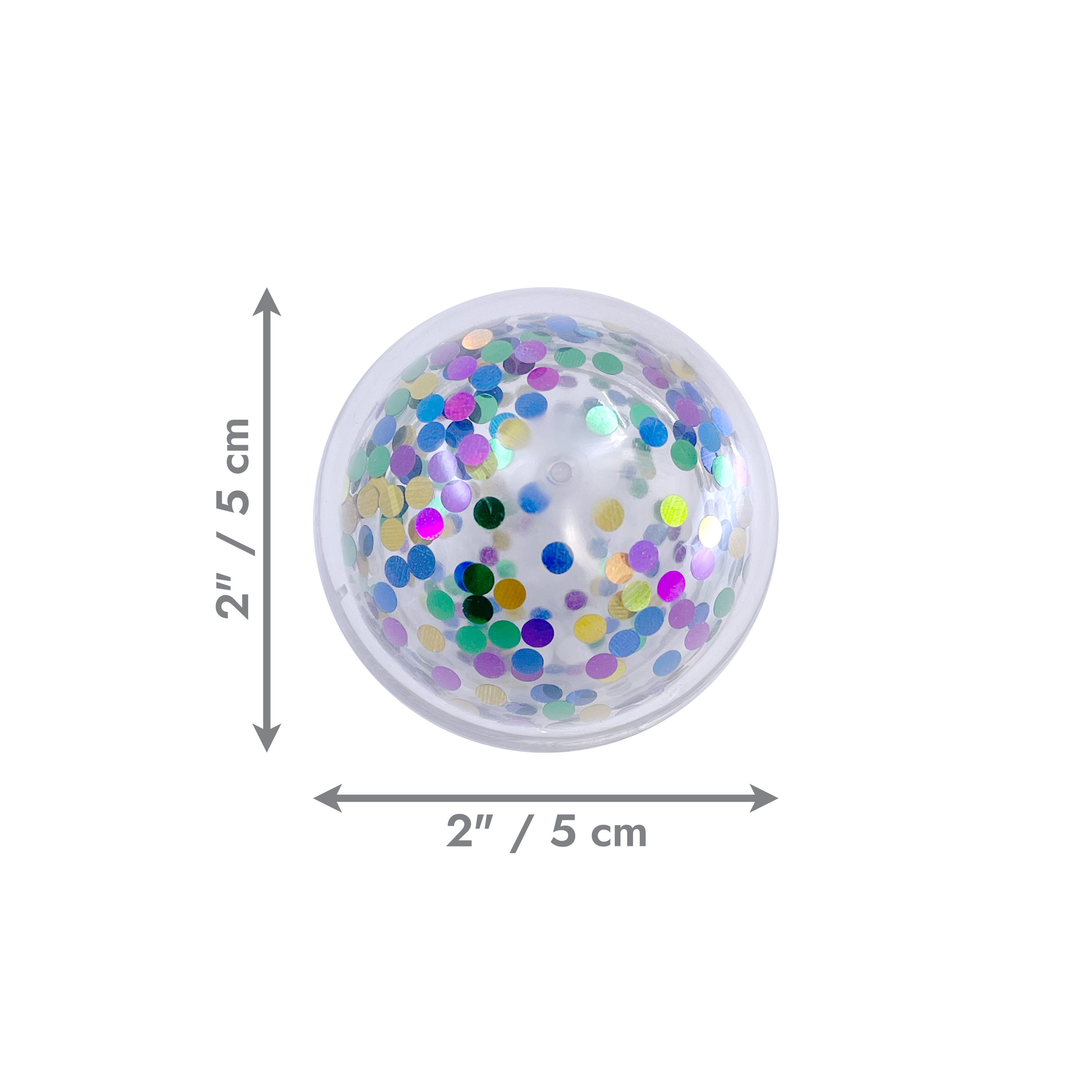 KONG Cat Toys Active Confetti Ball with dimensions marked