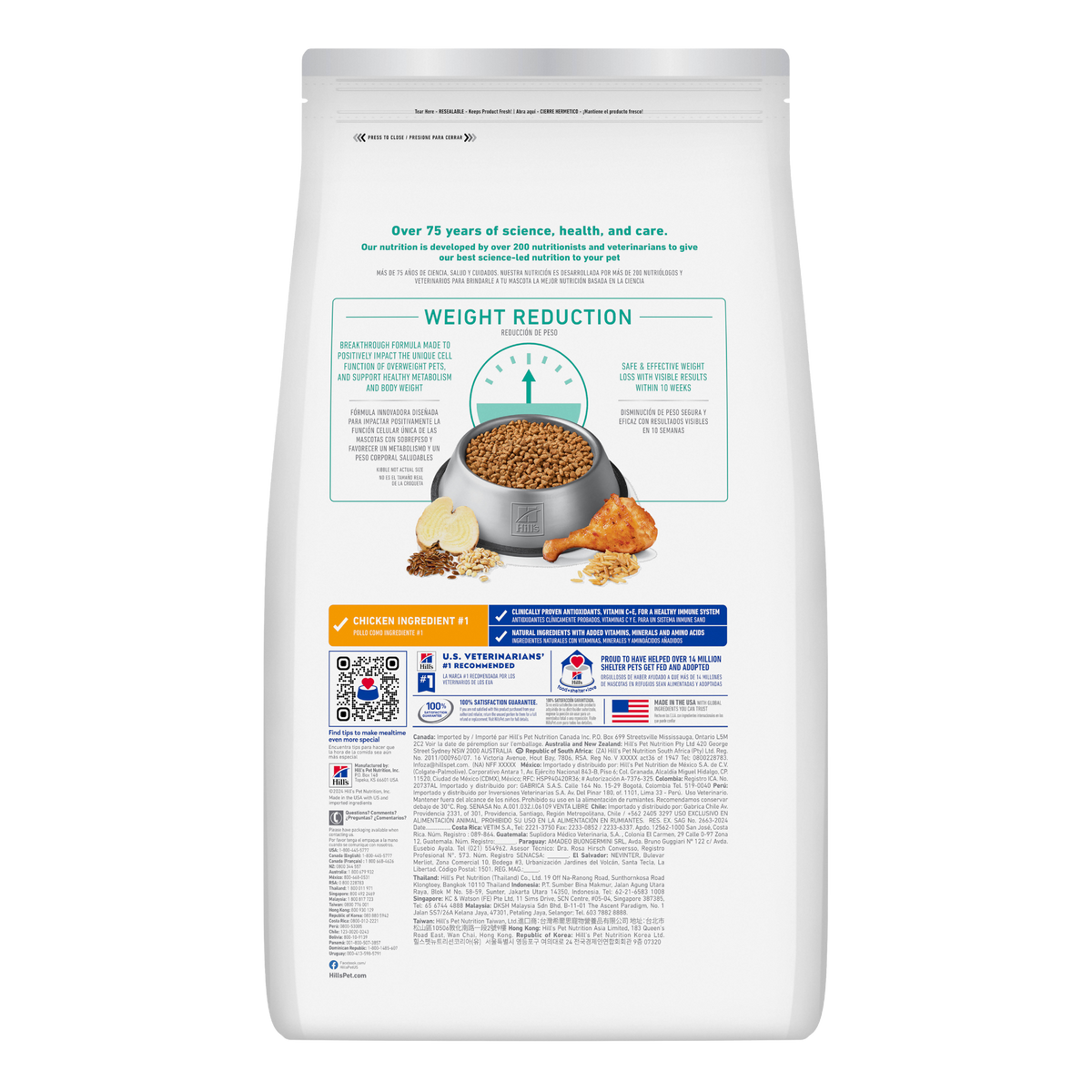 Back of the Hill's Science Diet Adult Perfect Weight Small & Mini dry dog food bag