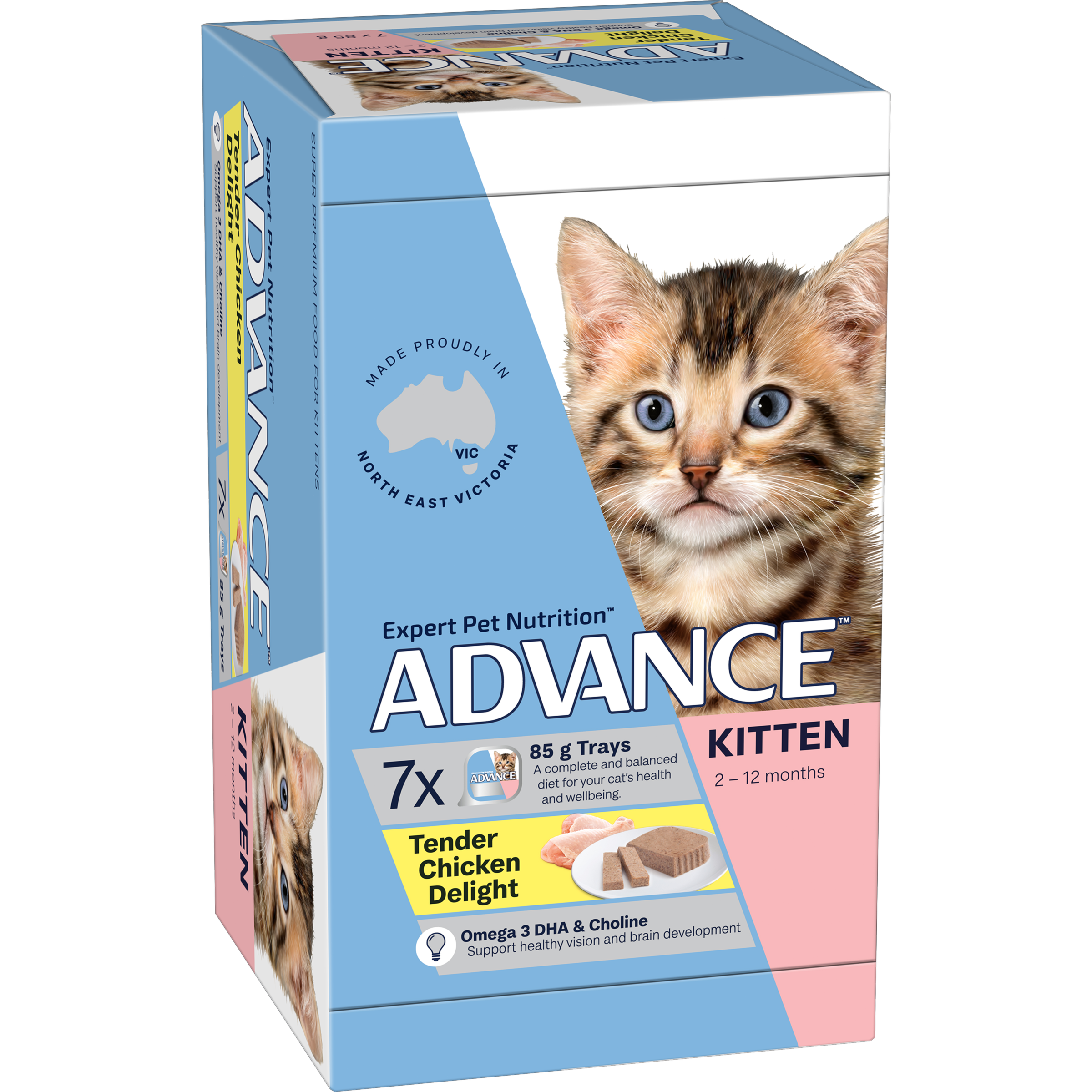 ADVANCE Kitten Wet Cat Food Tender Chicken Delight 7x85g Trays pack
