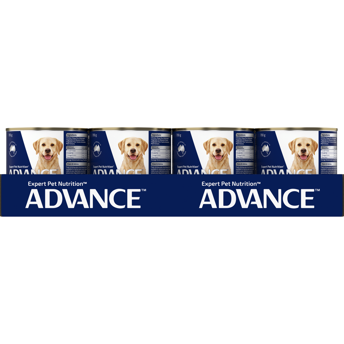 Back of the ADVANCE Healthy Weight Chicken with Rice 12 can tray