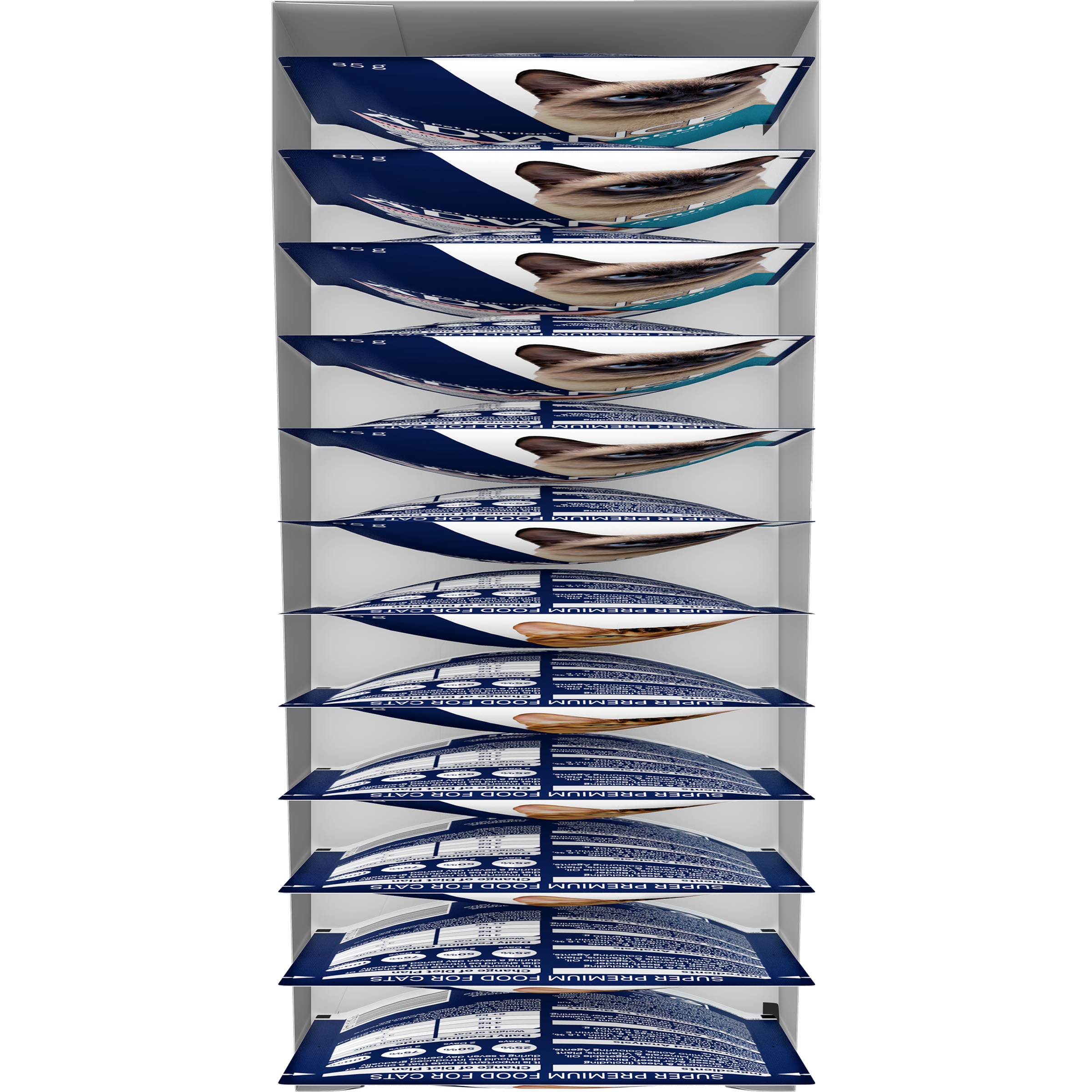 ADVANCE Adult Wet Cat Food Chicken, Ocean Fish In Jelly 12x85g Pouches top of pack