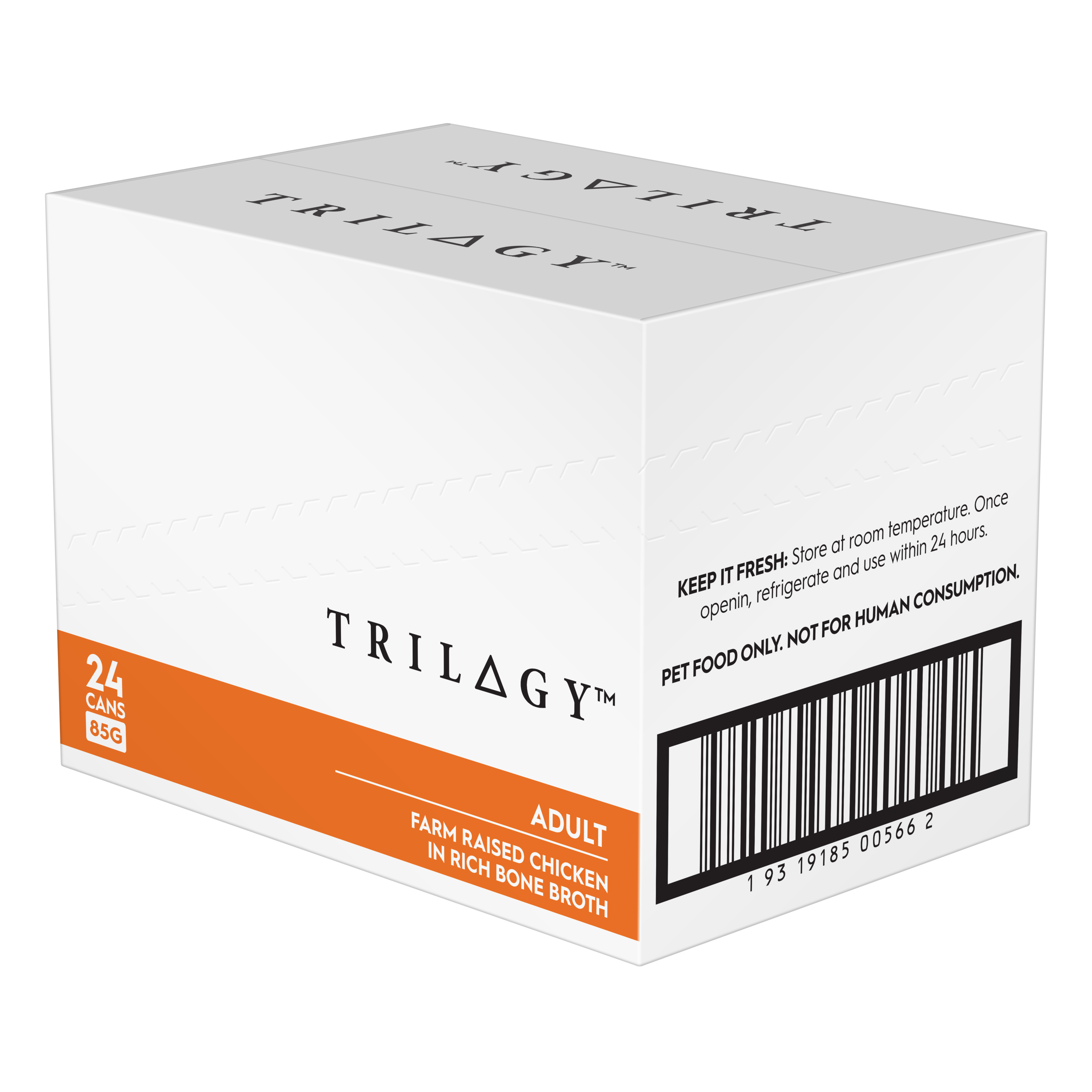 Trilogy Wet Adult Cat Food Farm Raised Chicken in Rich Bone Broth right side of pack