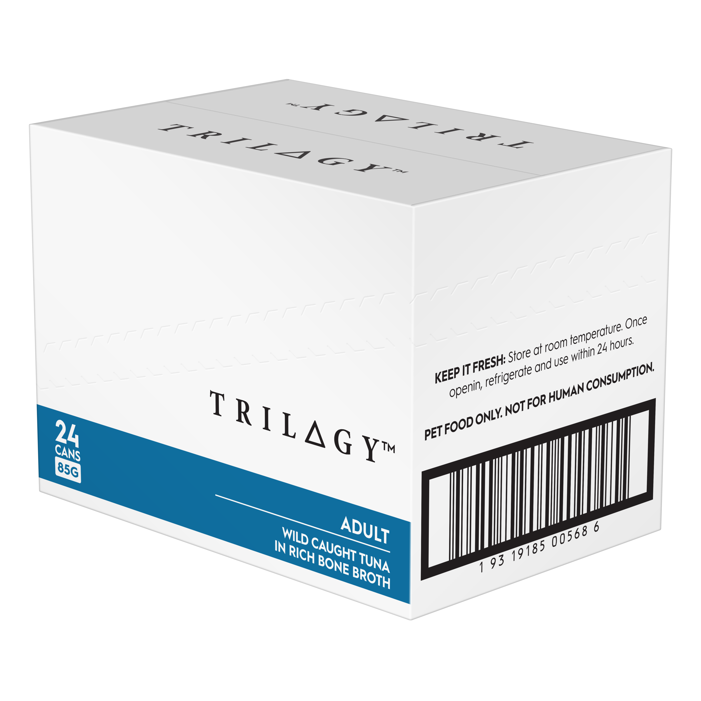 Trilogy Wet Adult Cat Food Wild Caught Tuna in Rich Bone Broth right side of pack