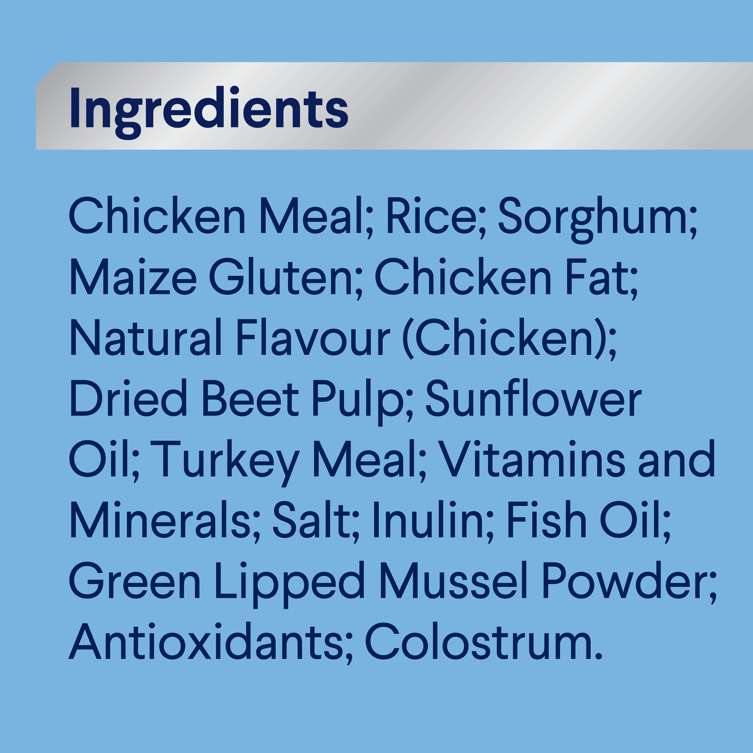 ADVANCE Puppy Large Breed Chicken with Rice ingredients panel