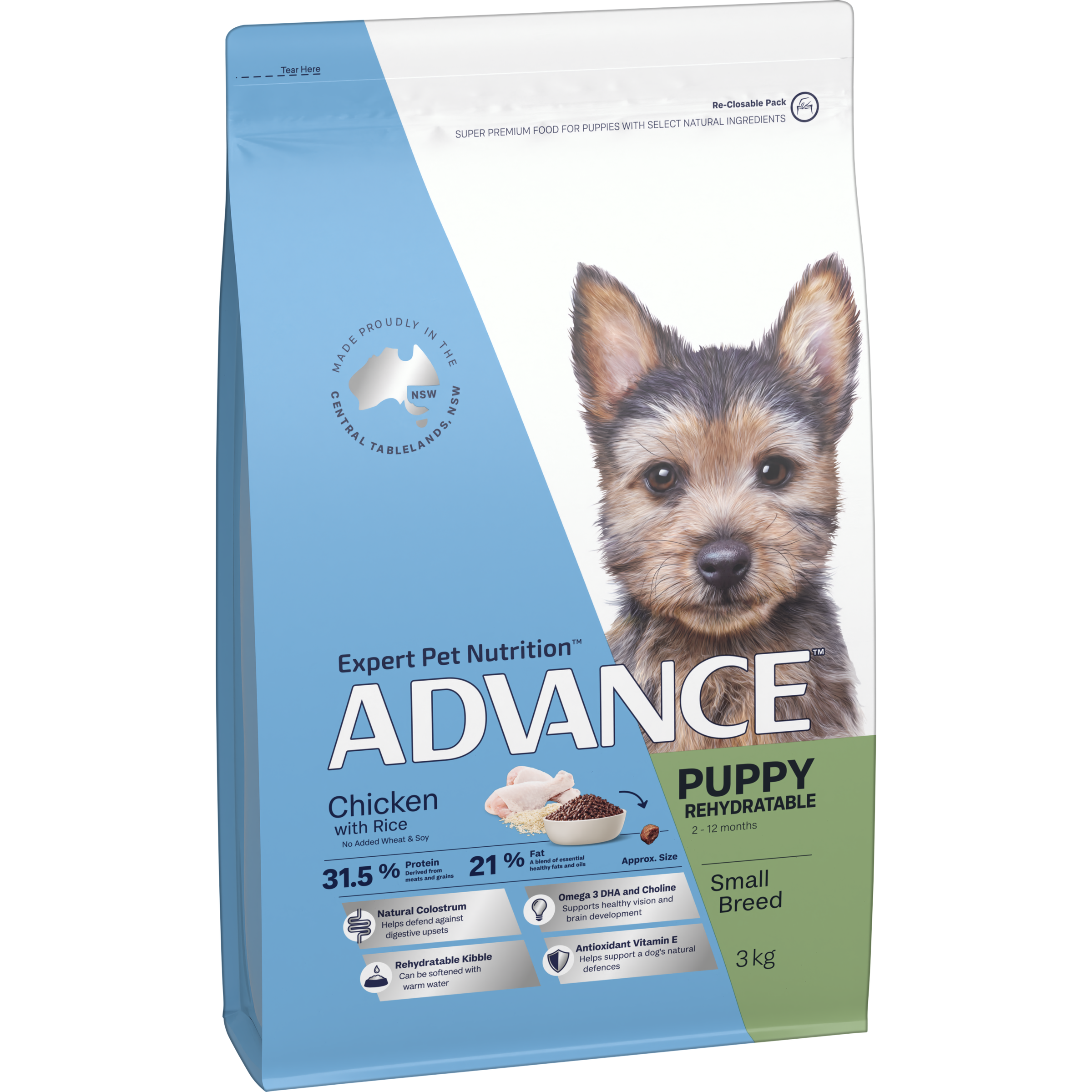 ADVANCE Small Puppy Dry Dog Food Chicken with Rice bag