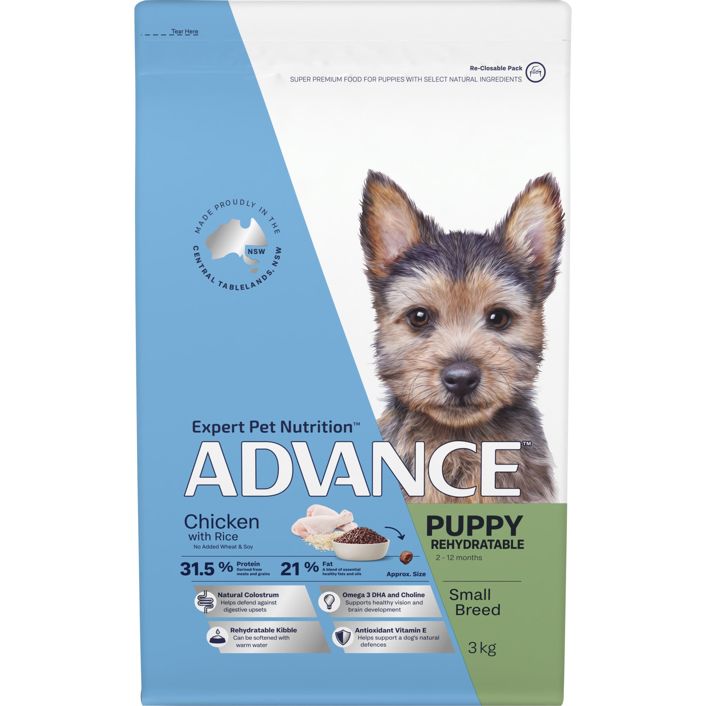 ADVANCE Small Puppy Dry Dog Food Chicken with Rice front of pack