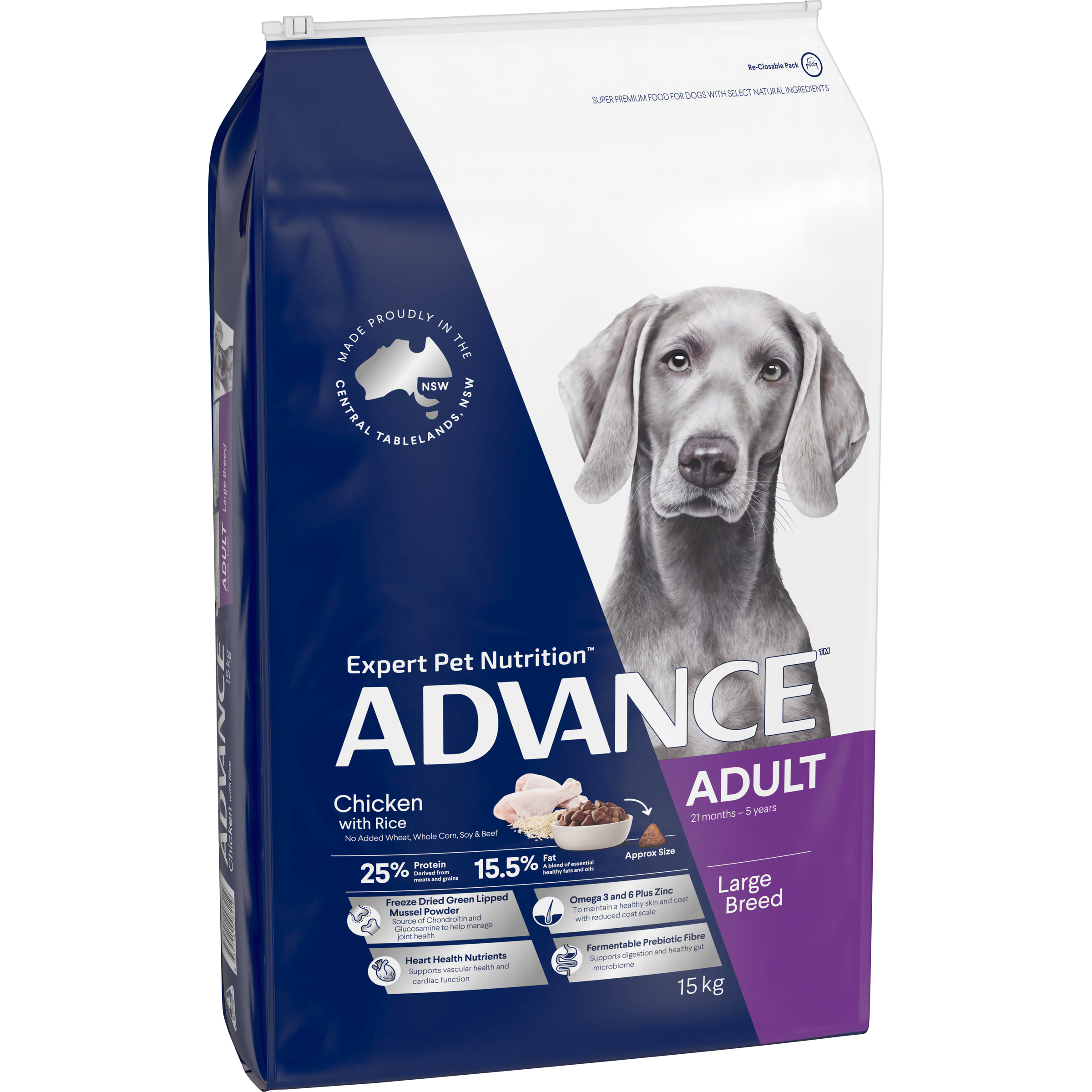 ADVANCE Large Adult Dry Dog Food Chicken with Rice bag
