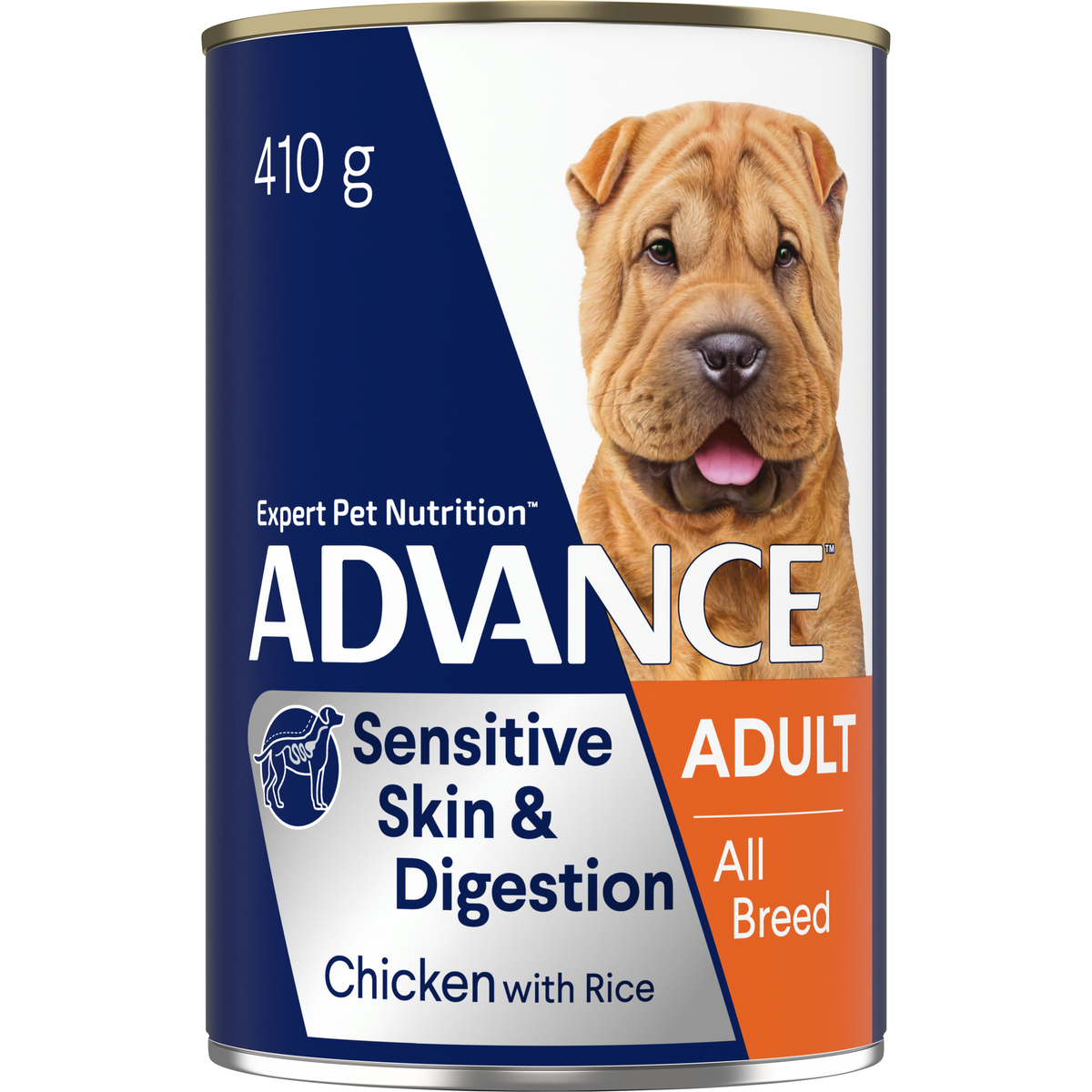 ADVANCE Sensitive Skin and Digestion Adult All Breed Chicken with Rice 410g can