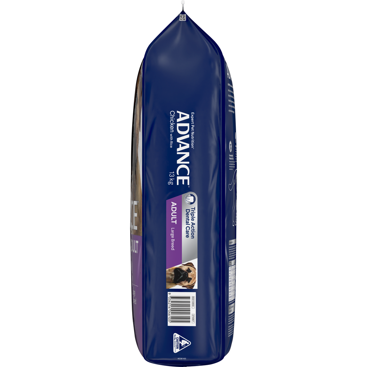 Right gusset of the ADVANCE Triple Action Dental Care Large Breed bag
