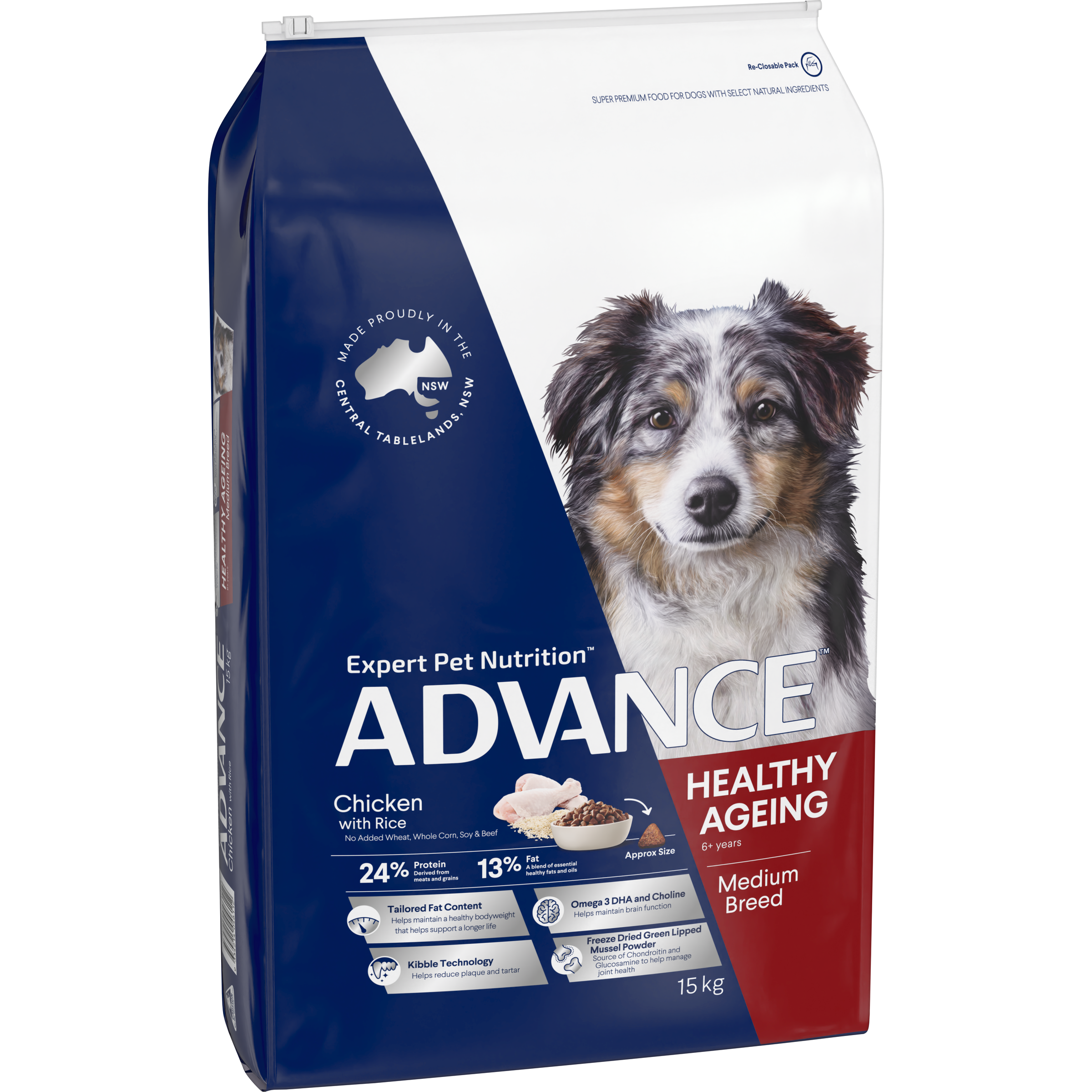 ADVANCE Medium Healthy Ageing Dry Dog Food Chicken with Rice bag