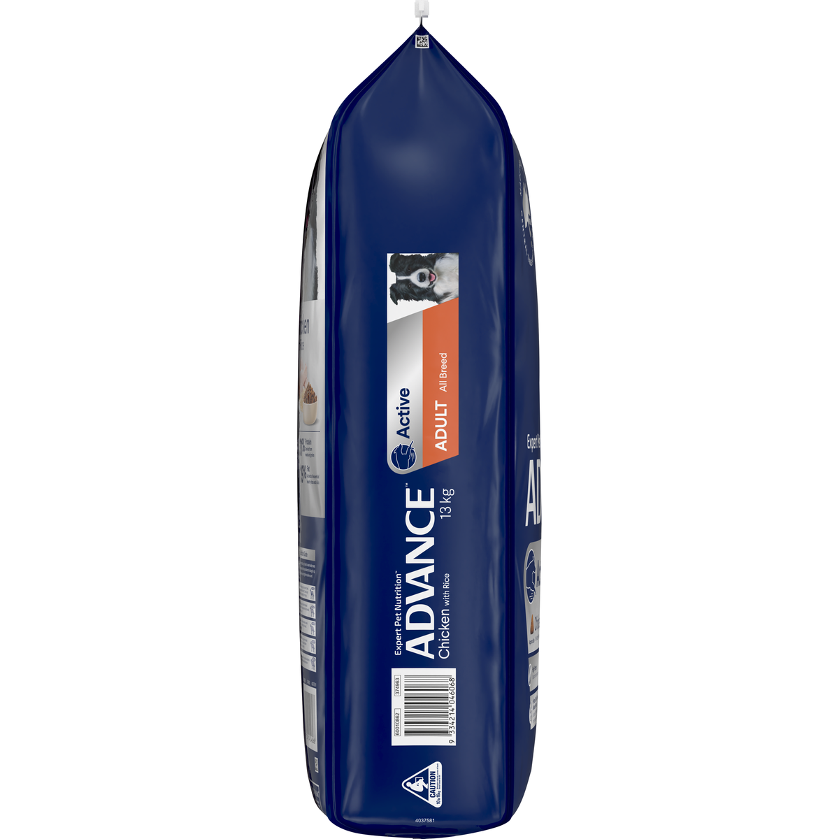 Left gusset of the ADVANCE Active Adult Chicken with Rice bag