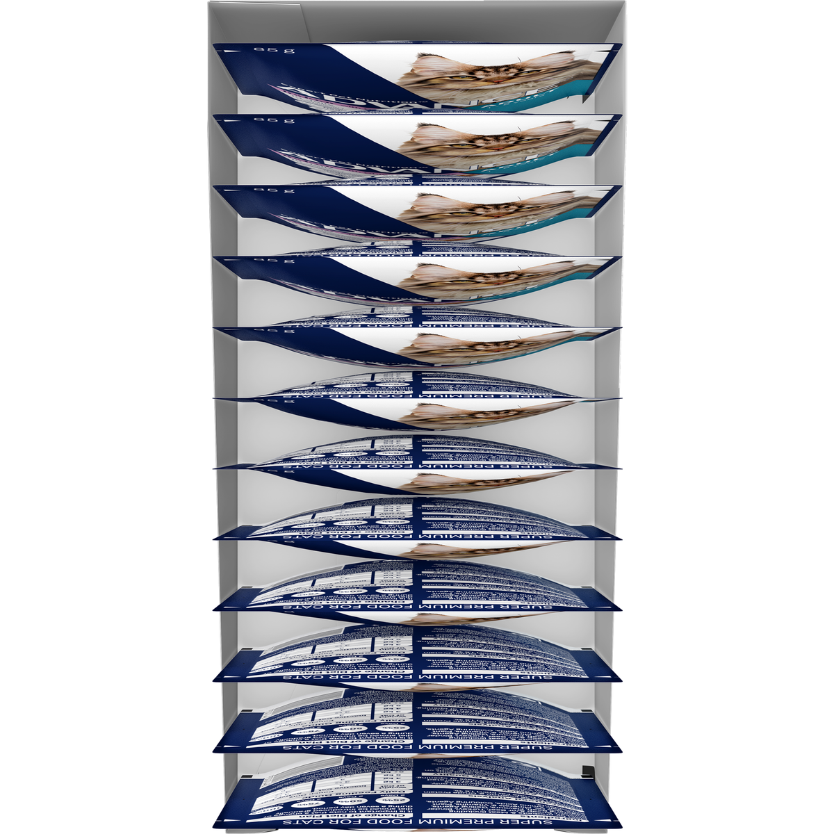 Top-down view of 12 ADVANCE Indoor Adult with Chicken and Turkey in Jelly 85g pouches