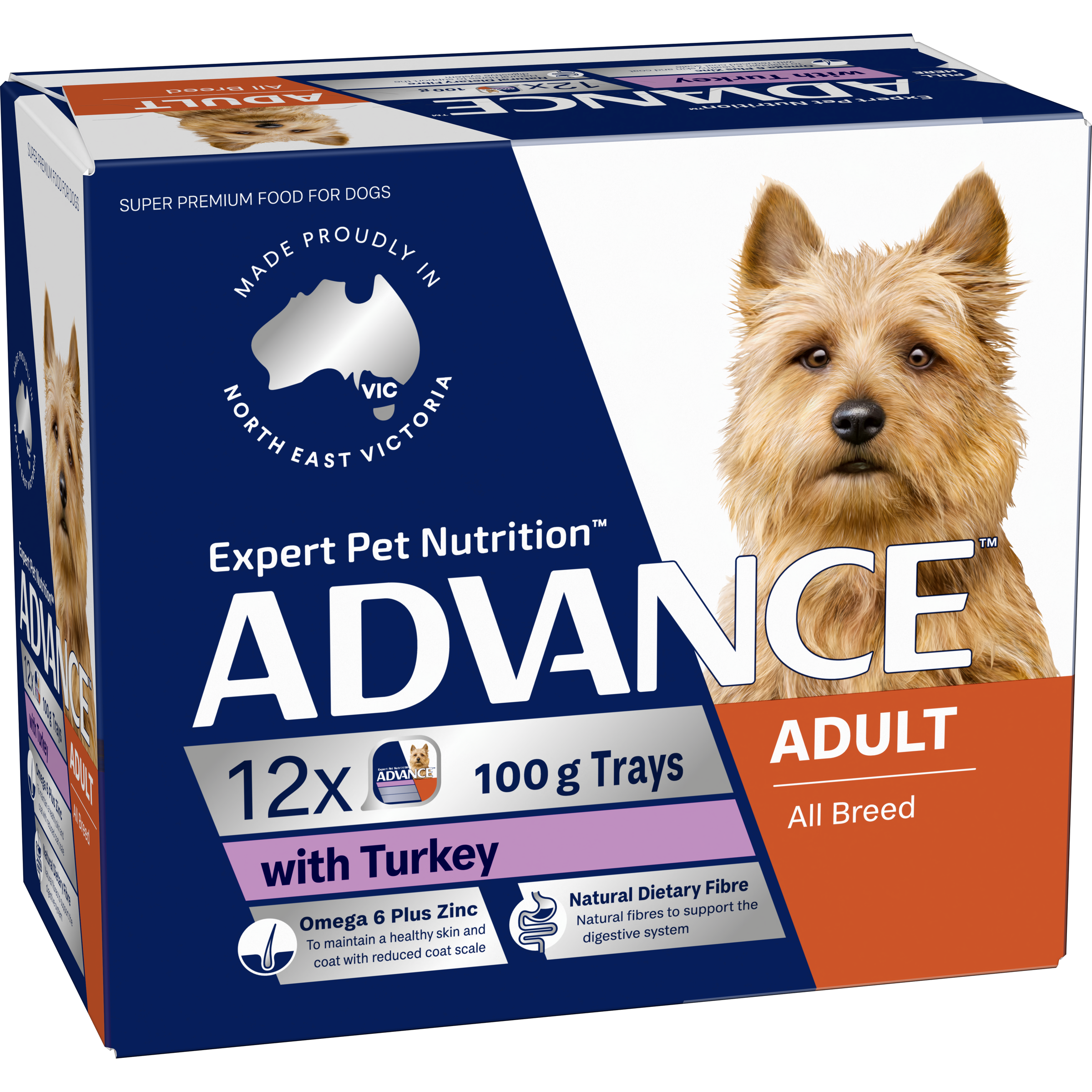 ADVANCE Adult Single Serve Wet Dog Food Trays with Turkey pack