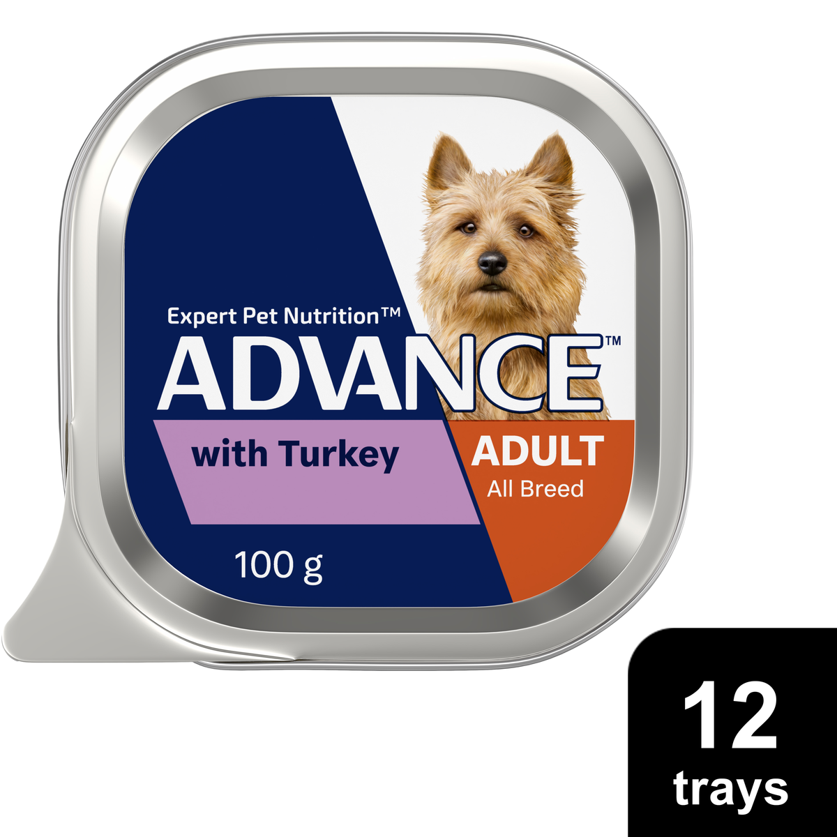 Single ADVANCE Adult with Turkey 100g tray, sold as 12 trays