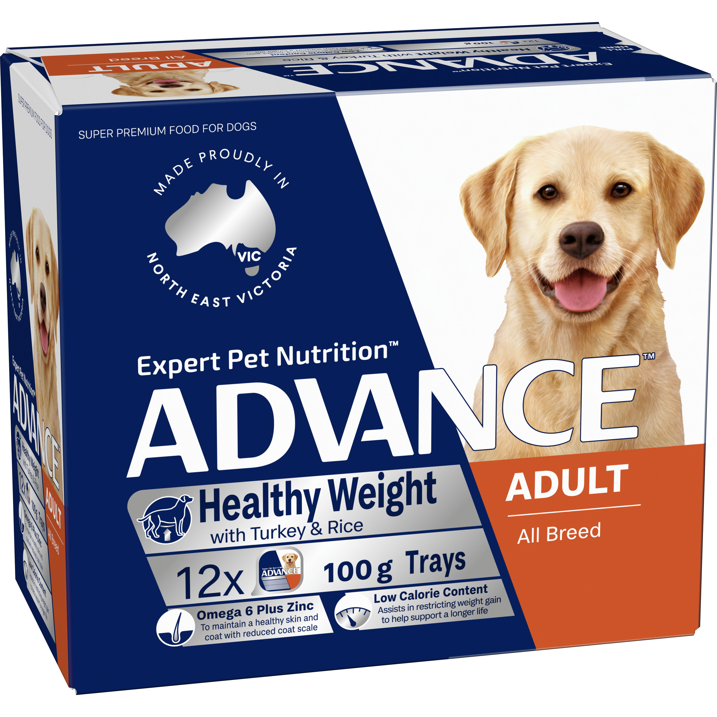 ADVANCE Adult Single Serve Wet Dog Food Trays Healthy Weight with Turkey & Rice pack