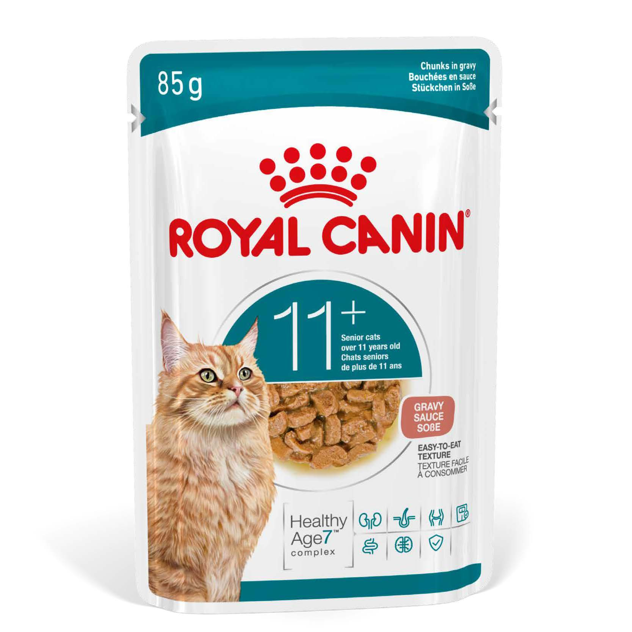 Royal Canin Ageing 11+ Gravy Wet Cat Food front of pack