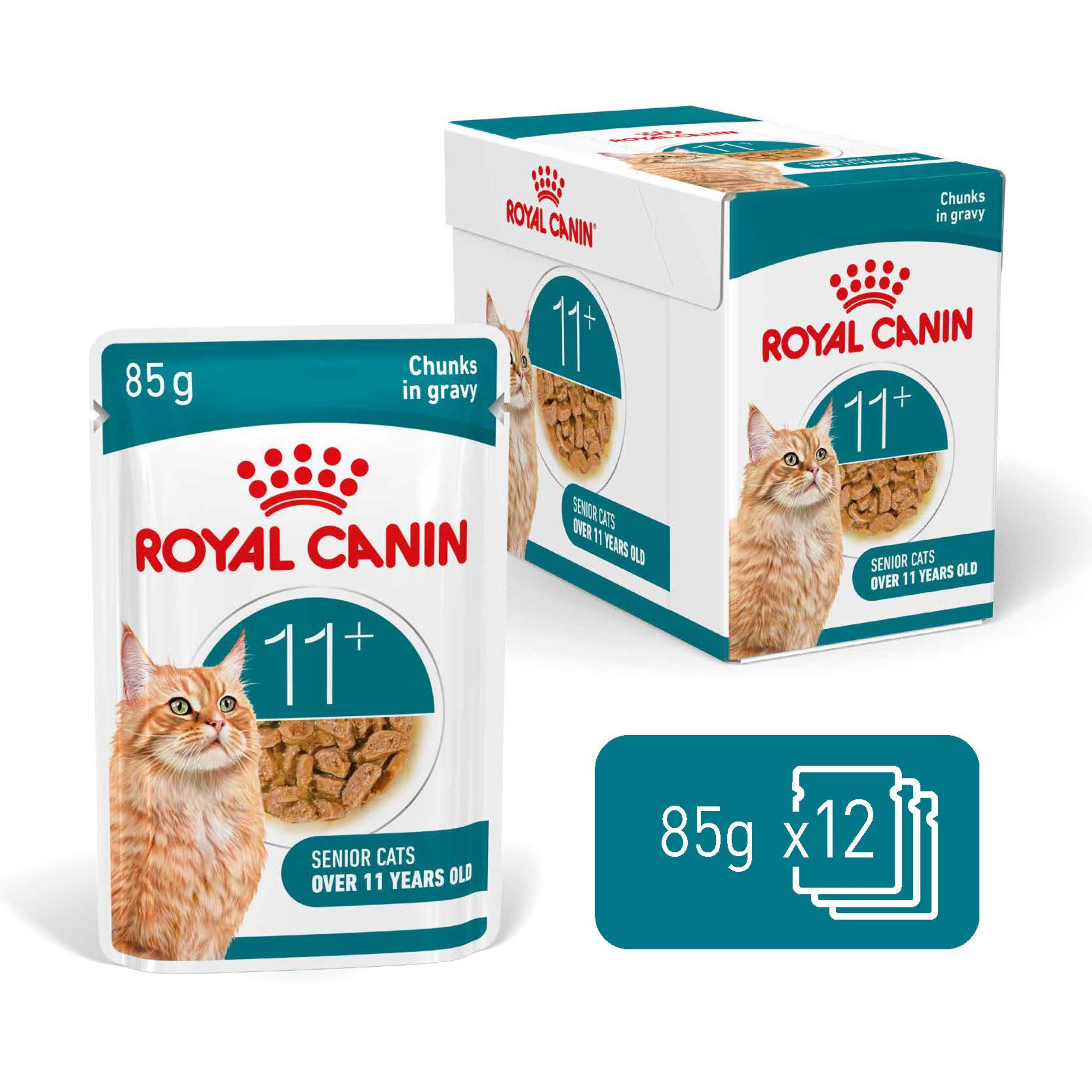 Royal Canin Ageing 11+ Gravy, wet cat food pouches, 12 or 48 x 85g, senior cat