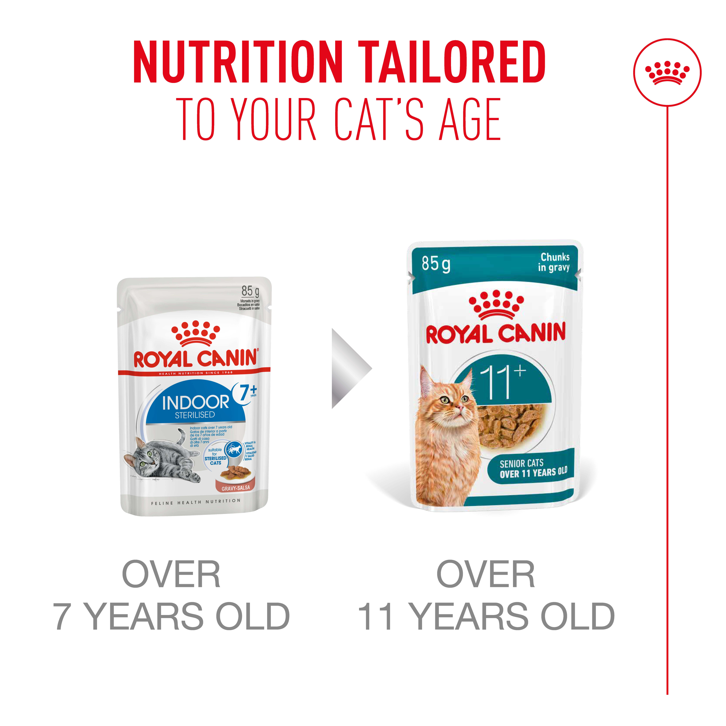 Royal Canin Ageing 11+ Gravy, wet cat food pouches, 12 or 48 x 85g, senior cat