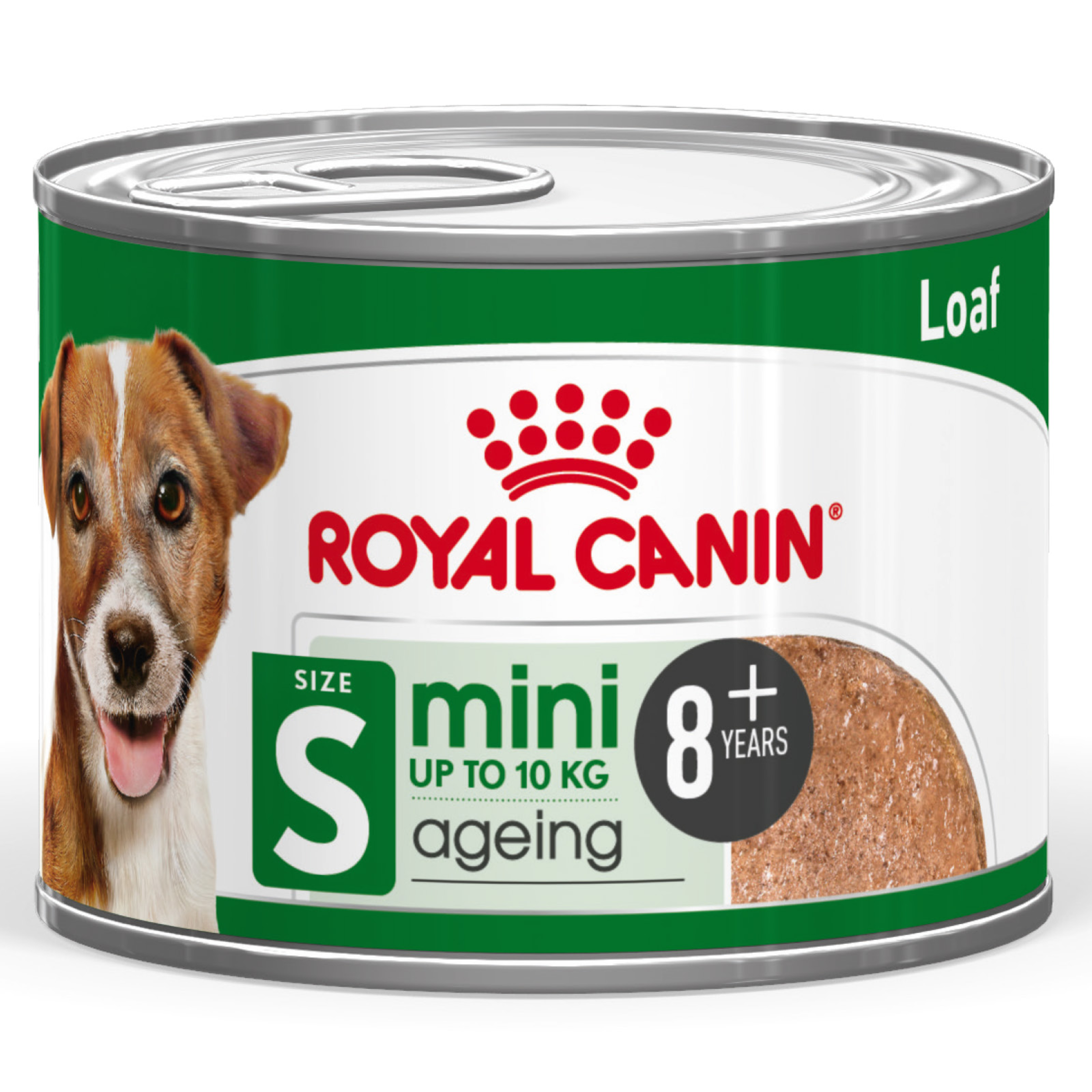 Royal Canin Mini Ageing 8+ Loaf Canned Wet Dog Food front of pack