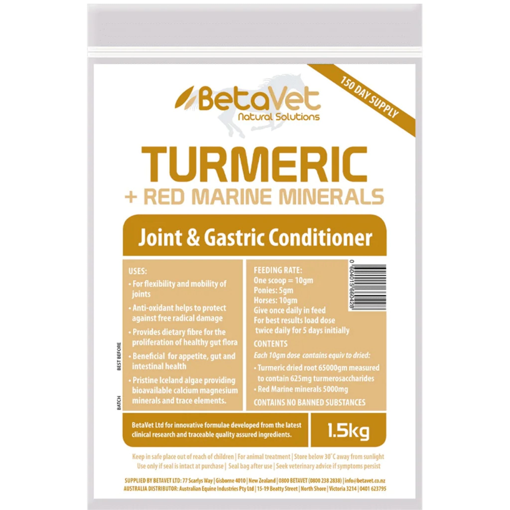 BetaVet Natural Solutions Horse Turmeric + Red Marine Minerals Joint and Gastric Conditioner