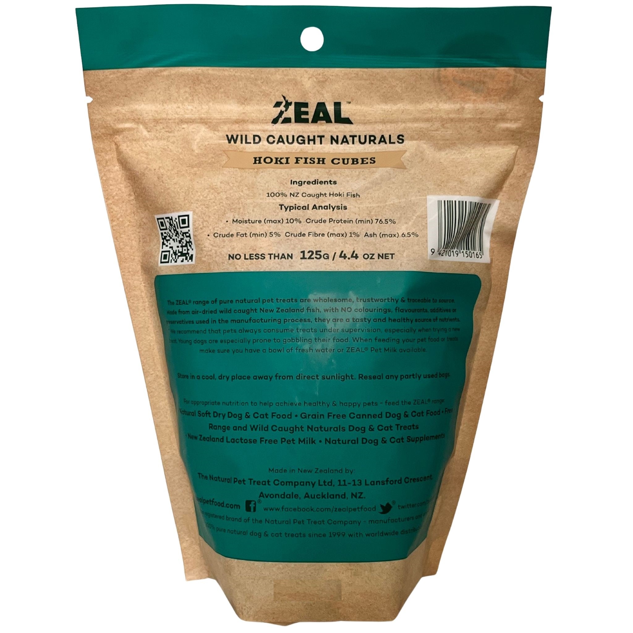 Zeal Free Range Naturals Hoki Fish Cubes Pet Treats 125g | PeekAPaw Pet Supplies