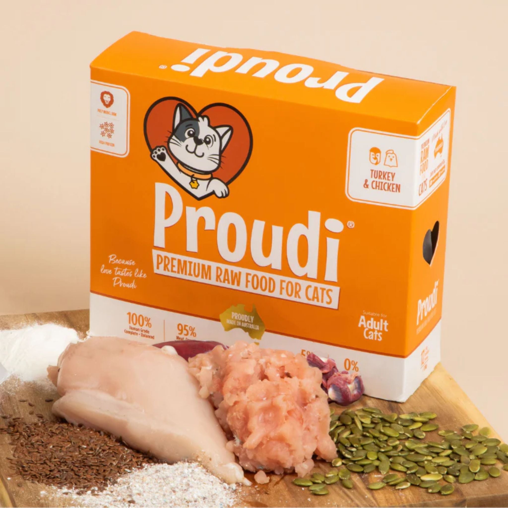 Proudi Turkey and Chicken Raw Patties for Cats