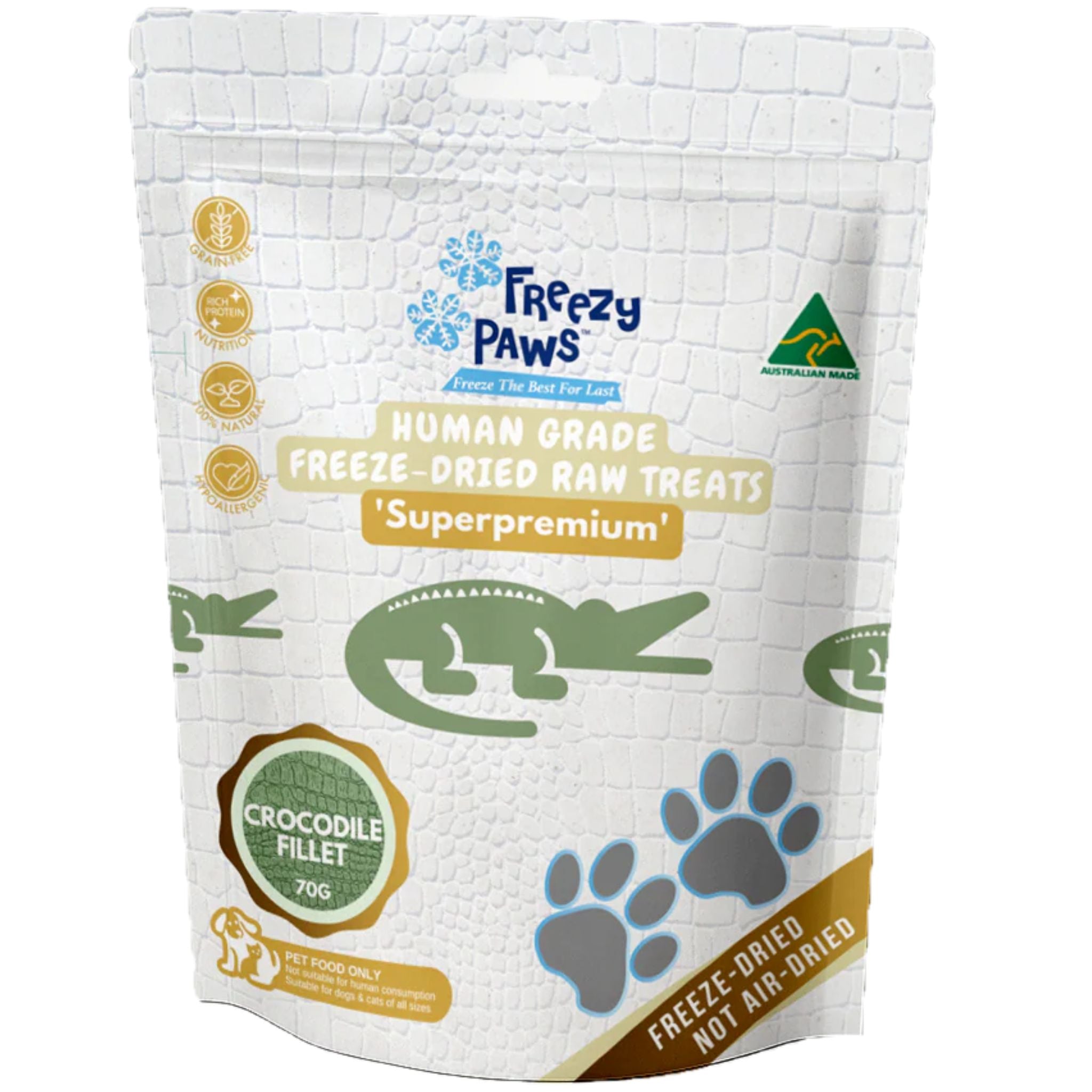 Freezy Paws Freeze Dried Crocodile Fillet Pet Treats for Dogs & Cats