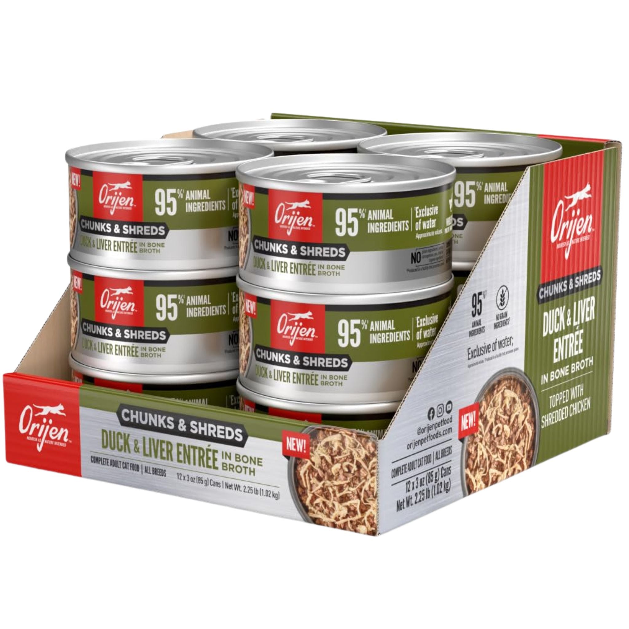 Orijen Wet Cat Food Chunks & Shreds Duck and Liver Entree