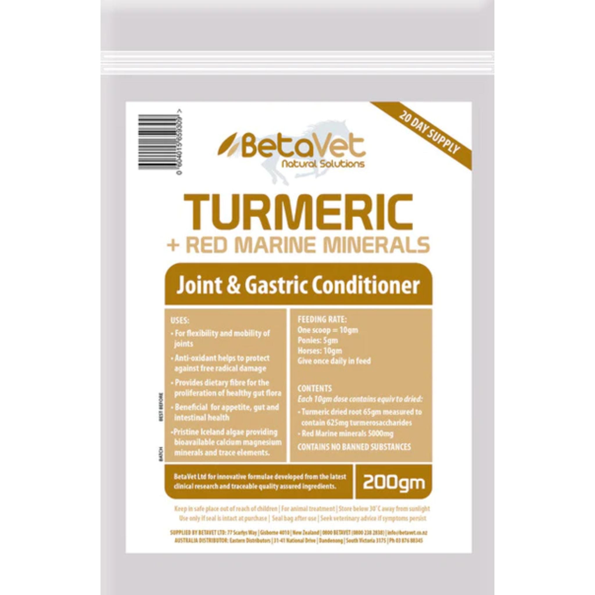 BetaVet Natural Solutions Horse Turmeric + Red Marine Minerals Joint and Gastric Conditioner