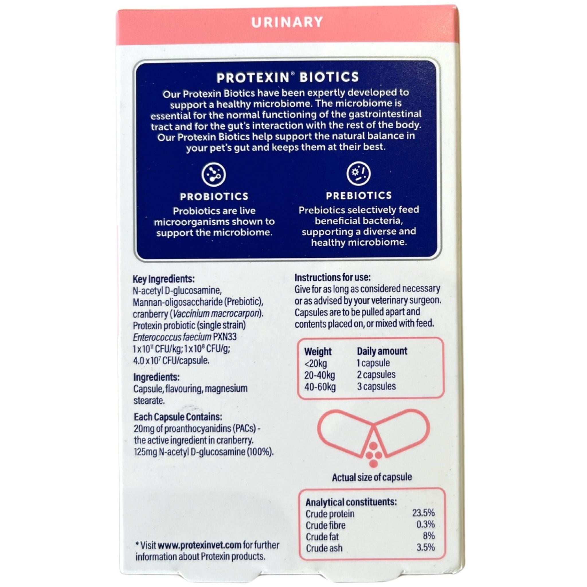 Protexin Veterinary Cystopro Urinary Support Capsules for Dogs and Cats