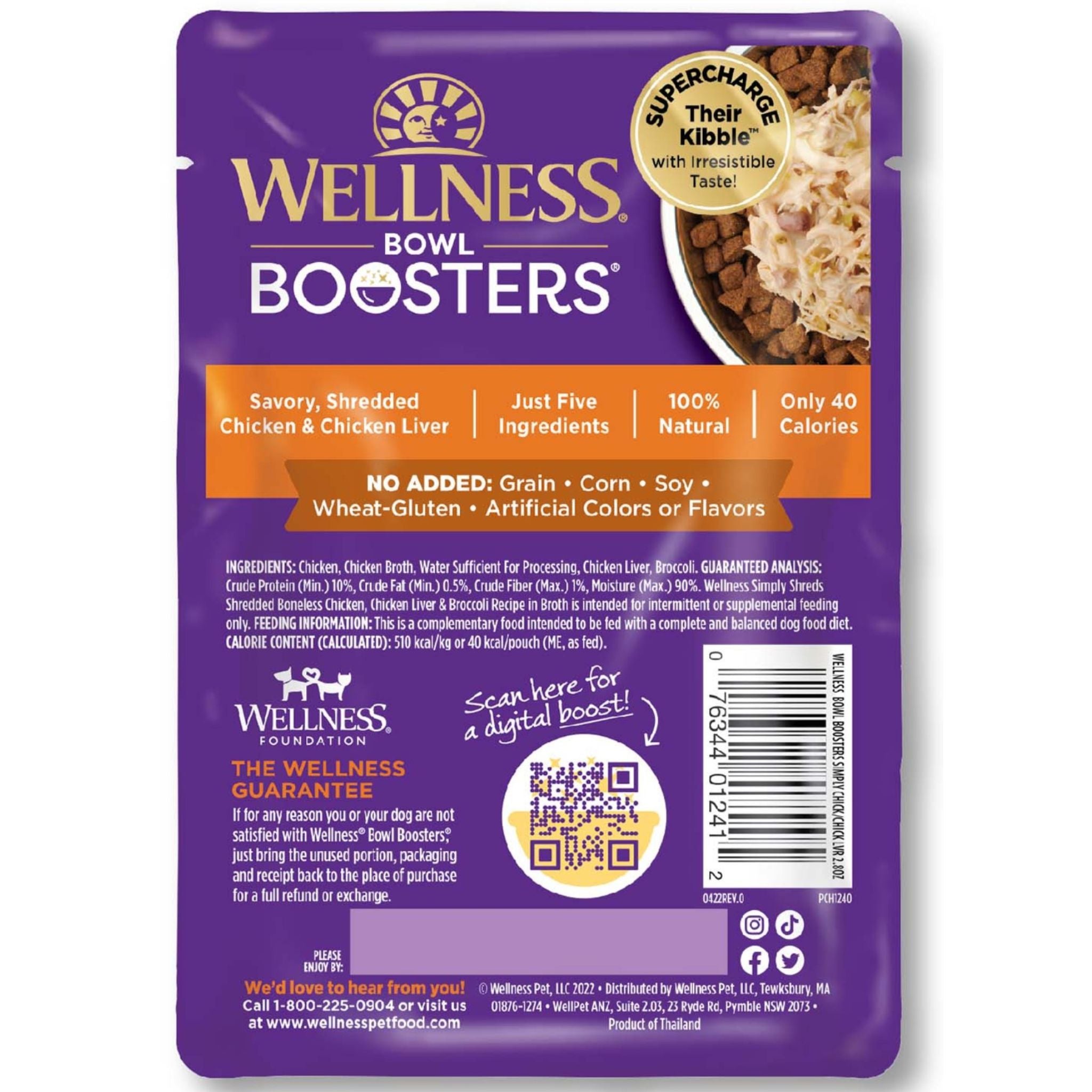 Wellness Core Wet Dog Food Simply Shreds Shredded Boneless Chicken, Chicken Liver & Broccoli