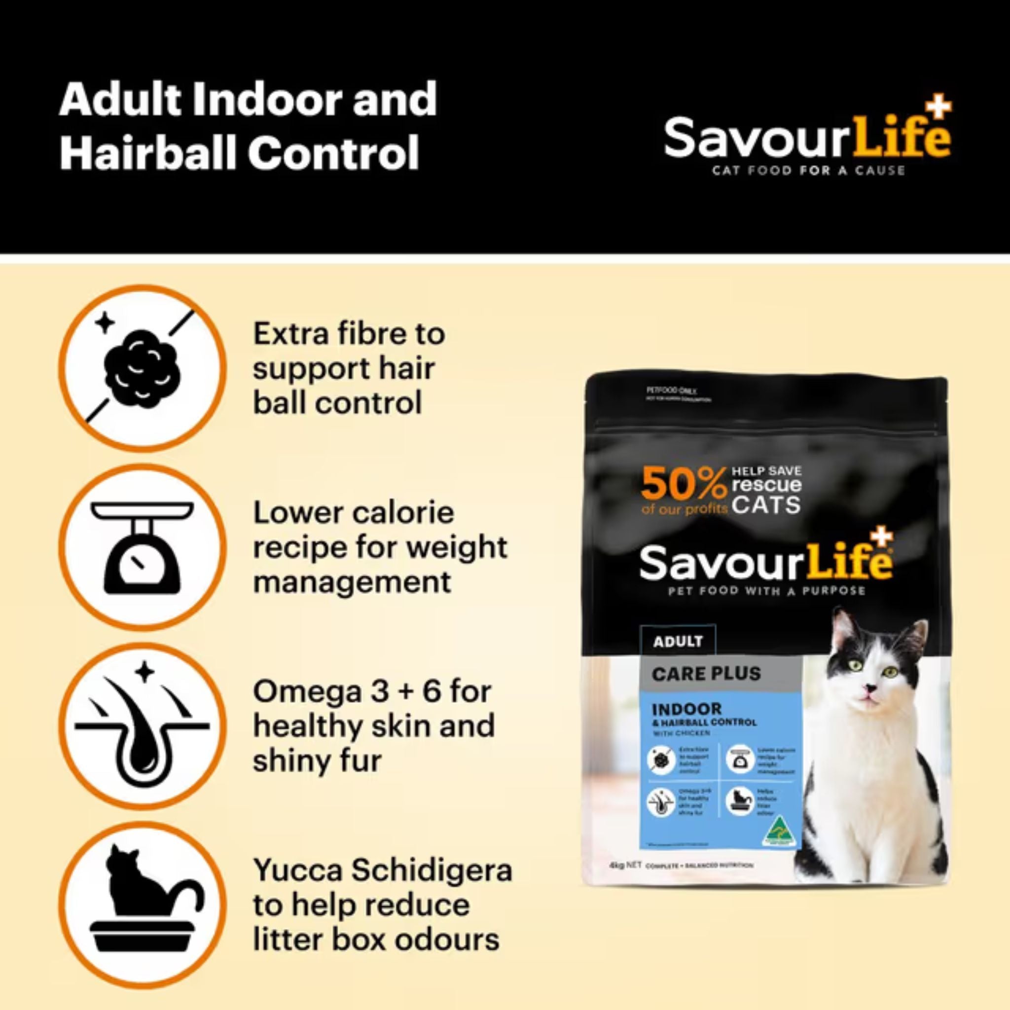 SavourLife Care Plus Adult Indoor & Hairball Control Chicken Dry Cat Food