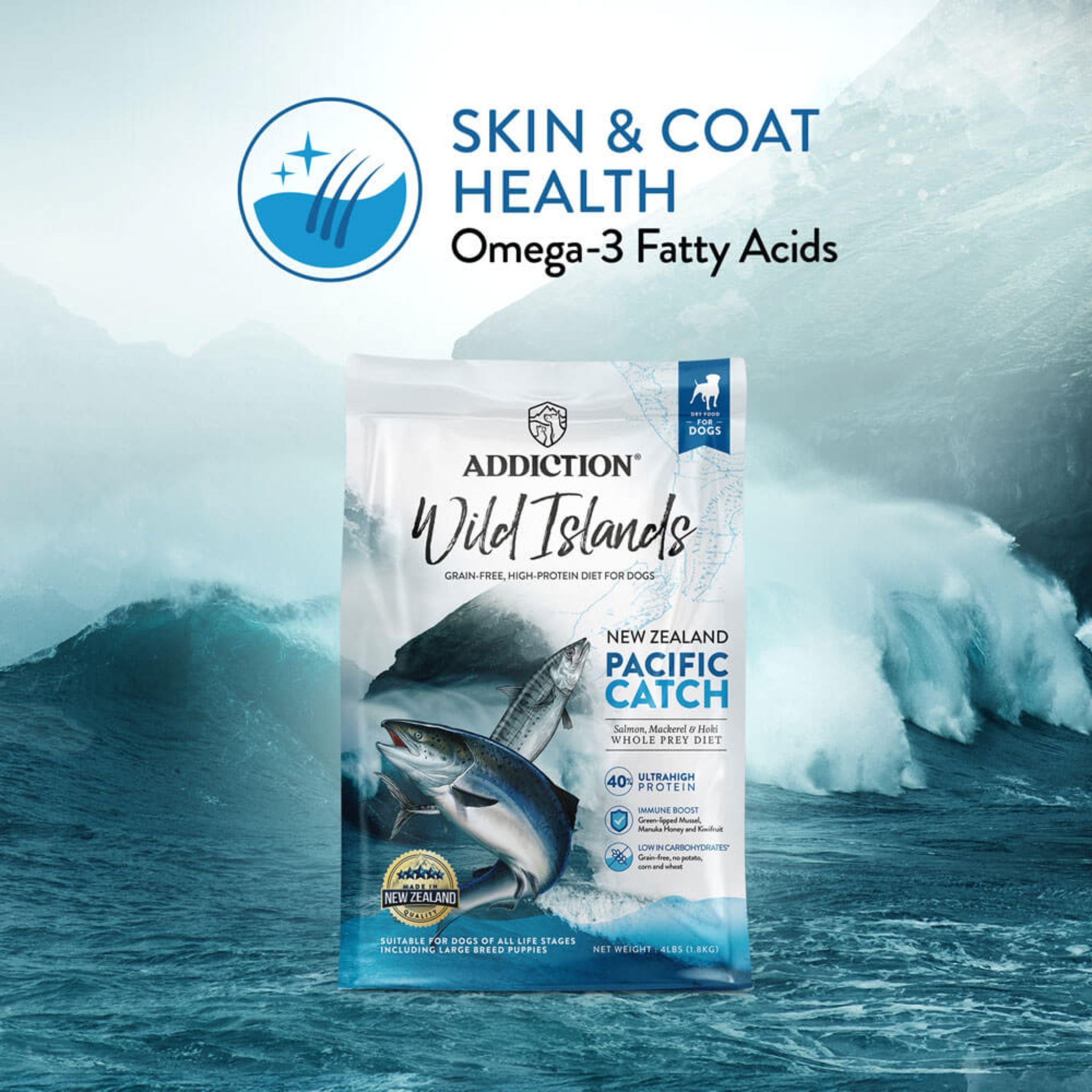 ADDICTION Wild Islands Pacific Catch Premium King Salmon Mackerel & Hoki Dry Dog Food