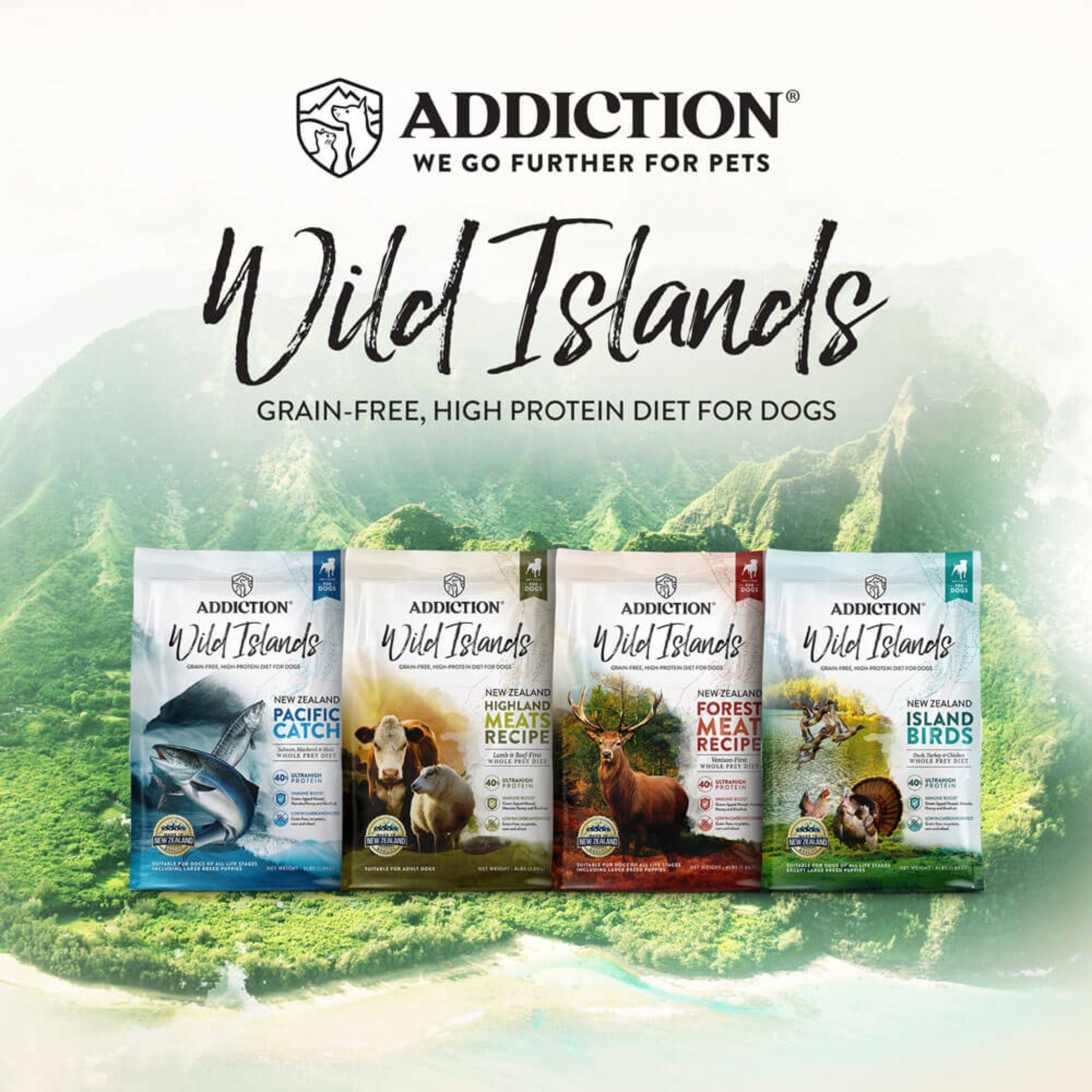 ADDICTION Wild Islands Pacific Catch Premium King Salmon Mackerel & Hoki Dry Dog Food