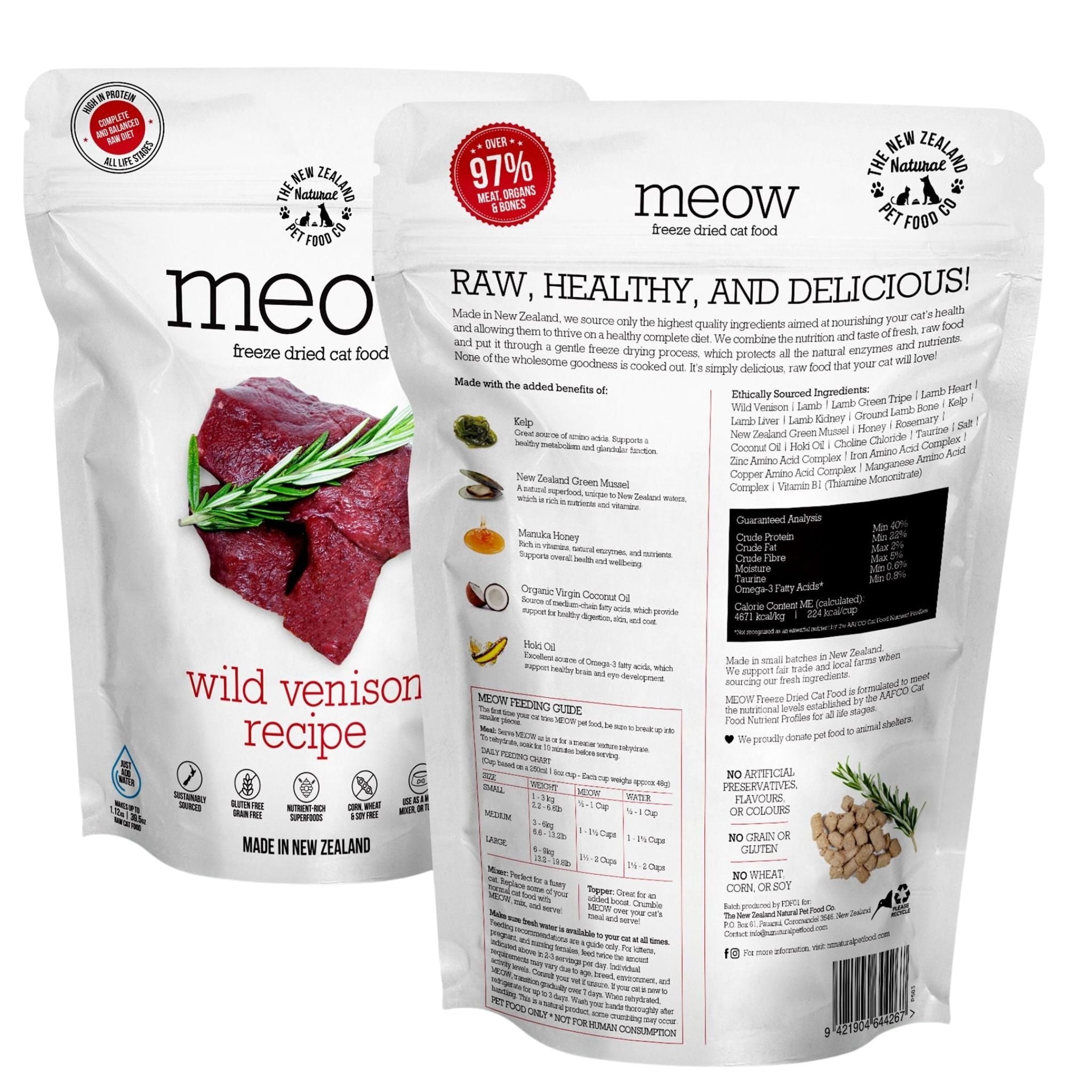 The New Zealand Natural Meow Freeze Dried Cat Food Wild Venison