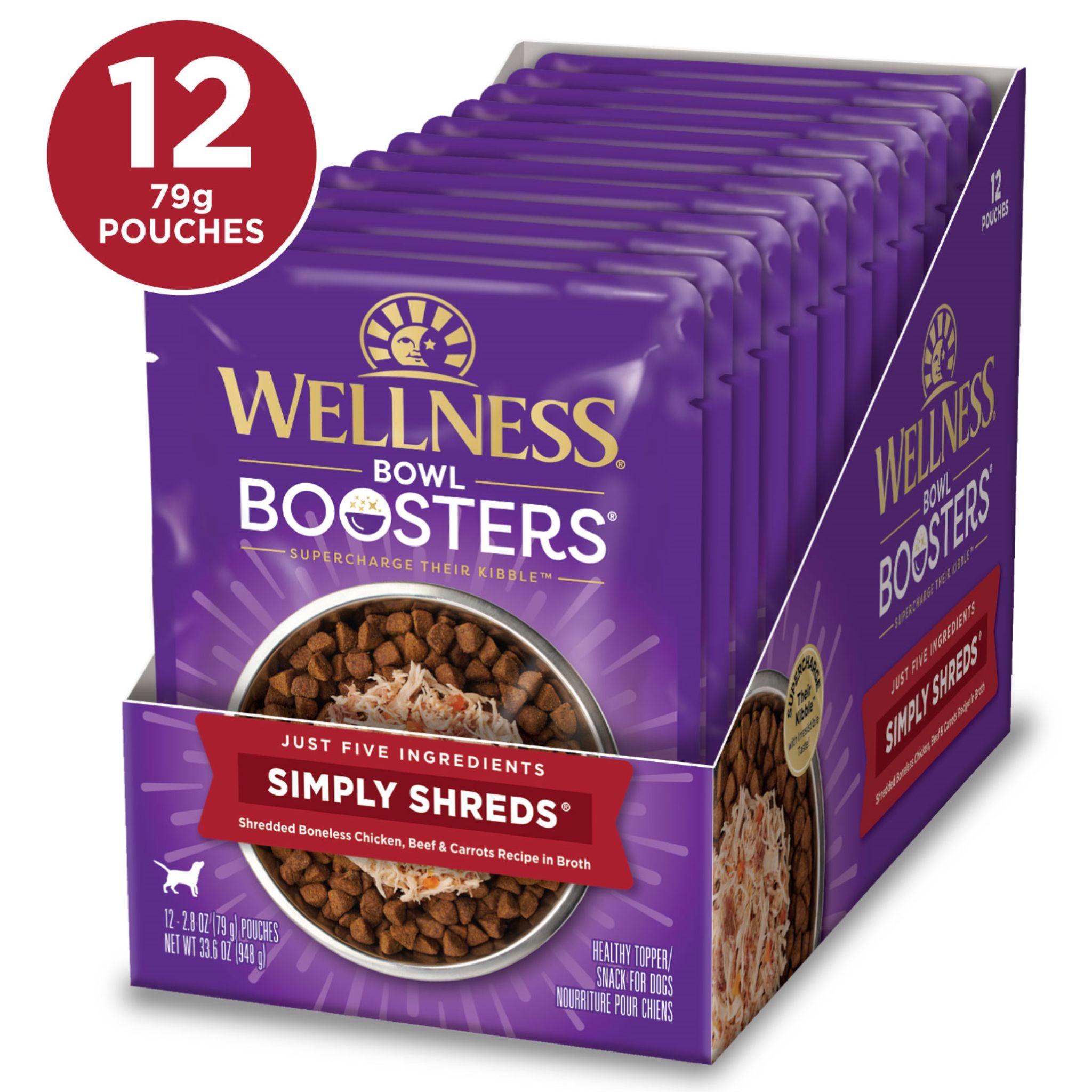 Wellness Core Wet Dog Food Simply Shreds Shredded Boneless Chicken, Beef & Carrots