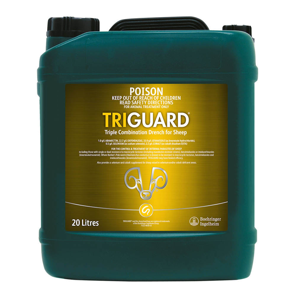 Triguard Triple Combination Drench for Sheep 20 L drum, front of pack