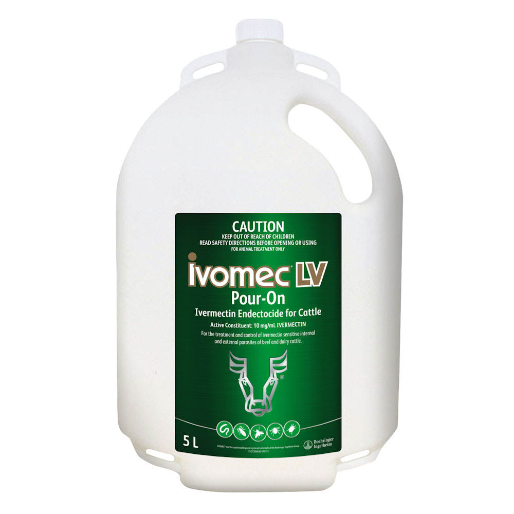 Ivomec LV Pour-On for Cattle 5 L container, label facing forward