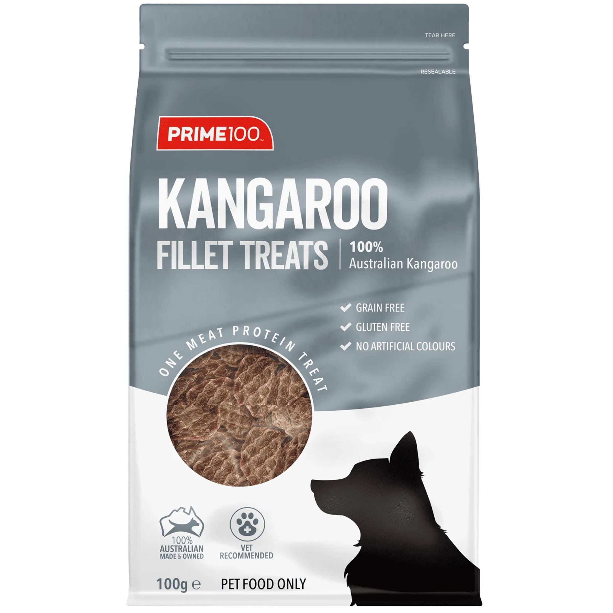Prime100 Kangaroo Fillets Dog Treats
