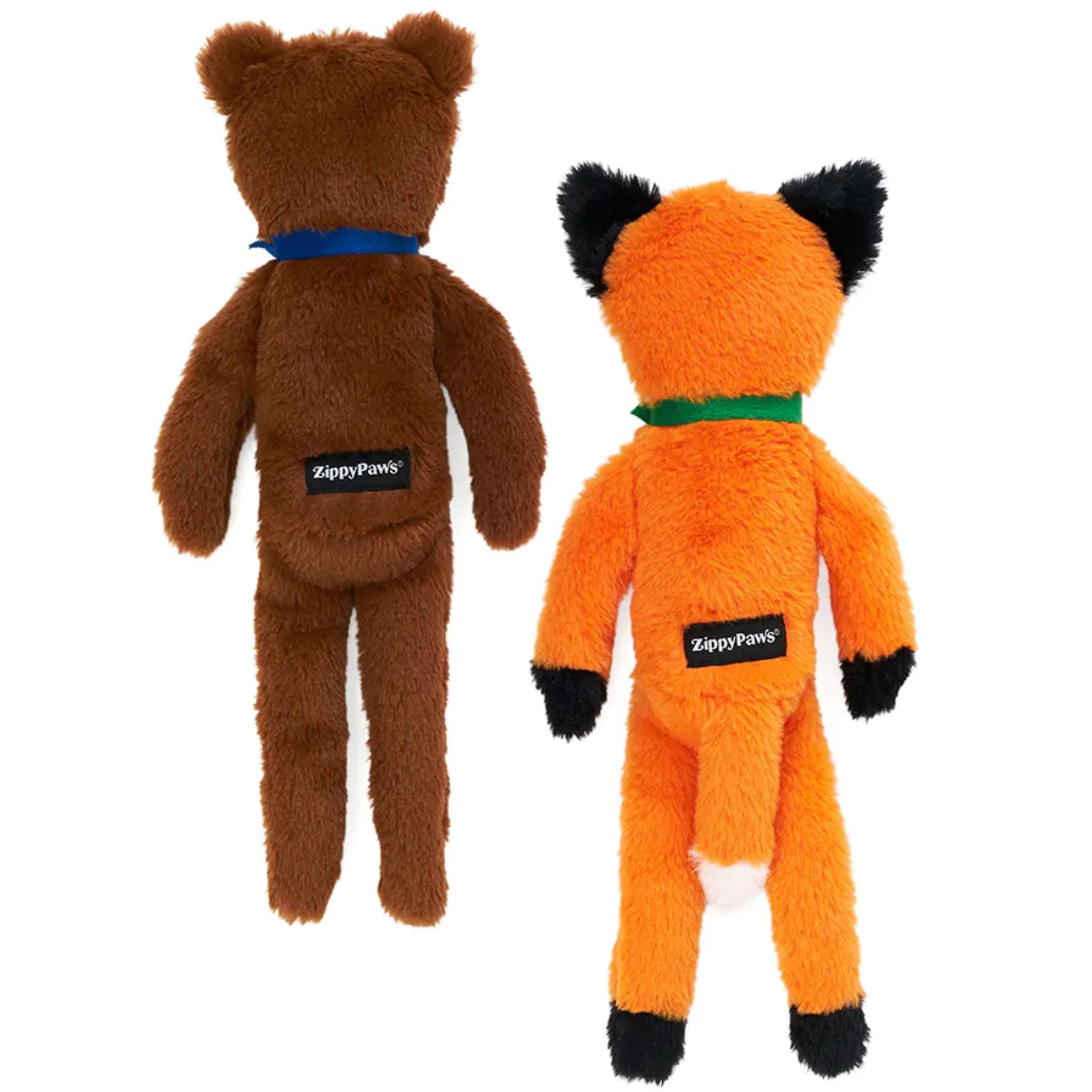 Zippy Paws Dog Toys Plush Fluppy Peltz - 2 Pack Bear & Fox