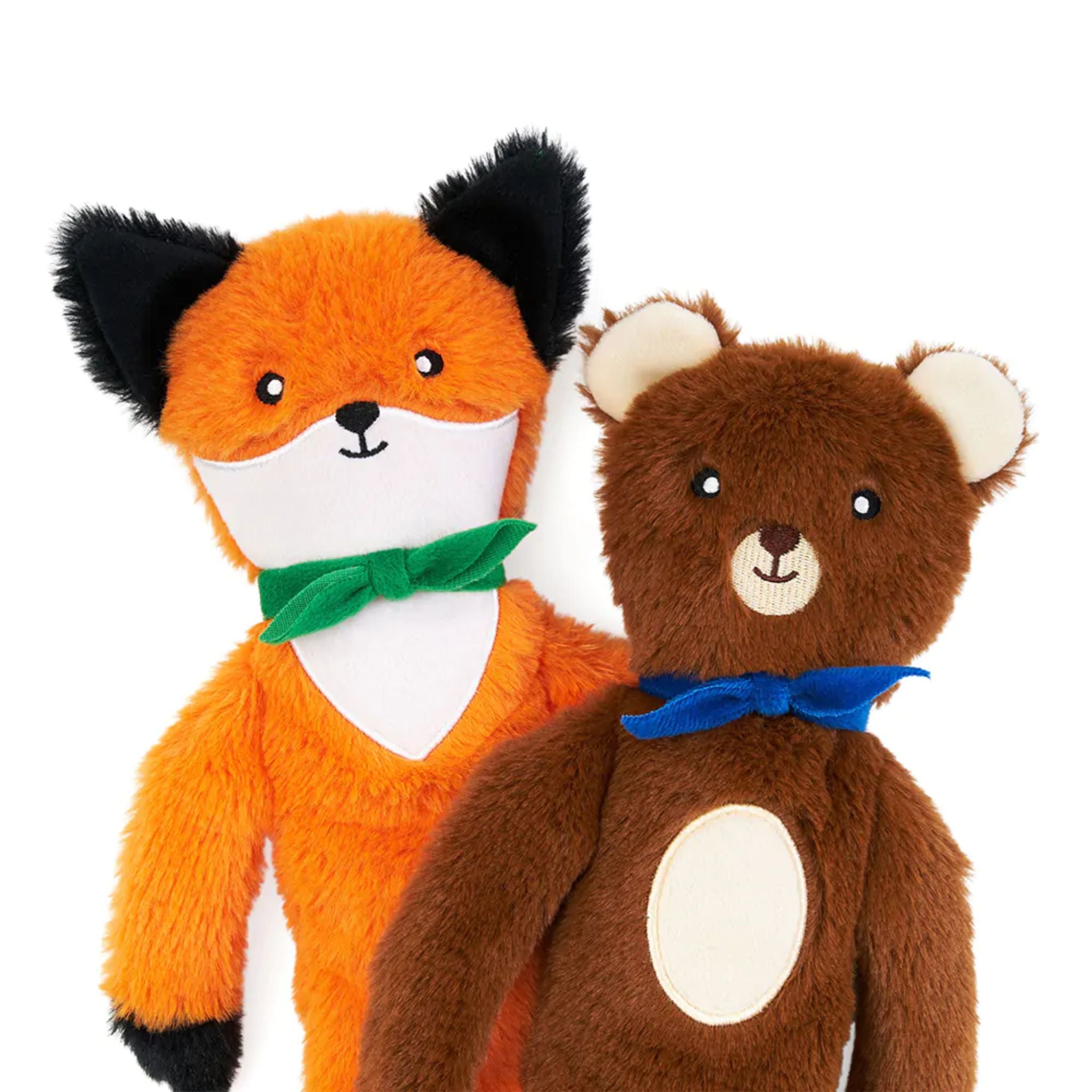 Zippy Paws Dog Toys Plush Fluppy Peltz - 2 Pack Bear & Fox