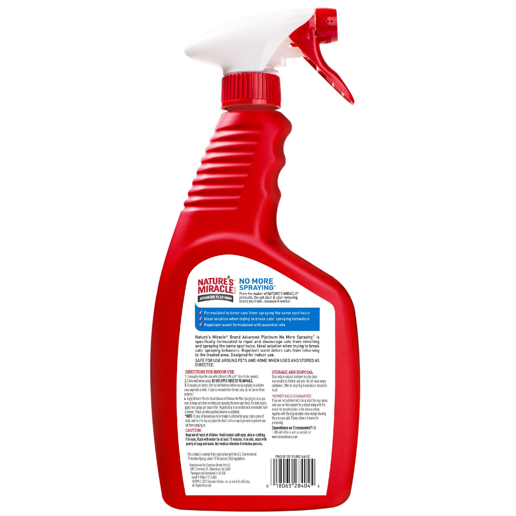 Nature's Miracle Advanced Platinum No More Spraying for Cats - 709ml | PeekAPaw Pet Supplies