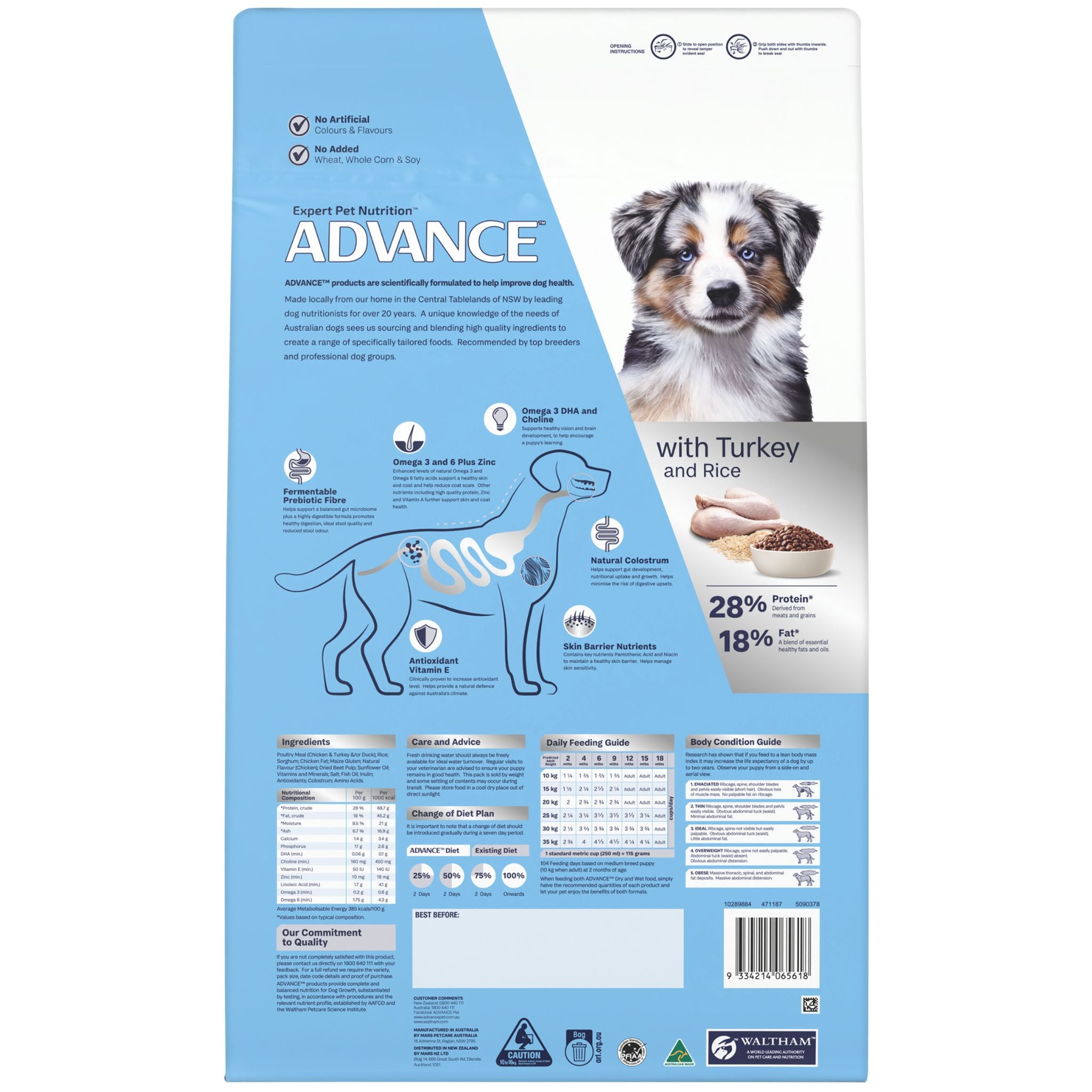 ADVANCE Dry Dog Food Medium Breed Puppy Turkey and Rice