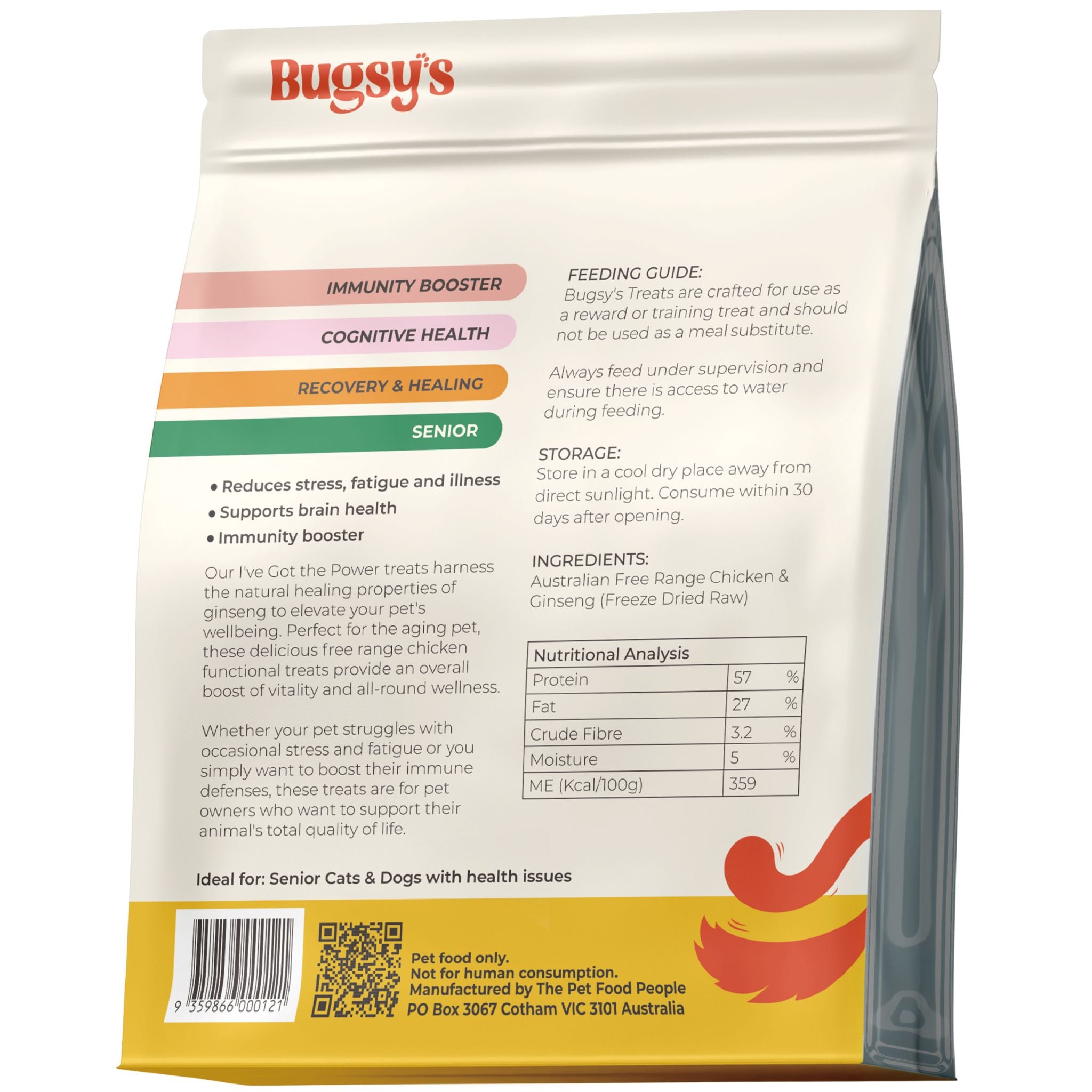 Bugsy's Freeze Dried Chicken & Ginseng Pet Treats