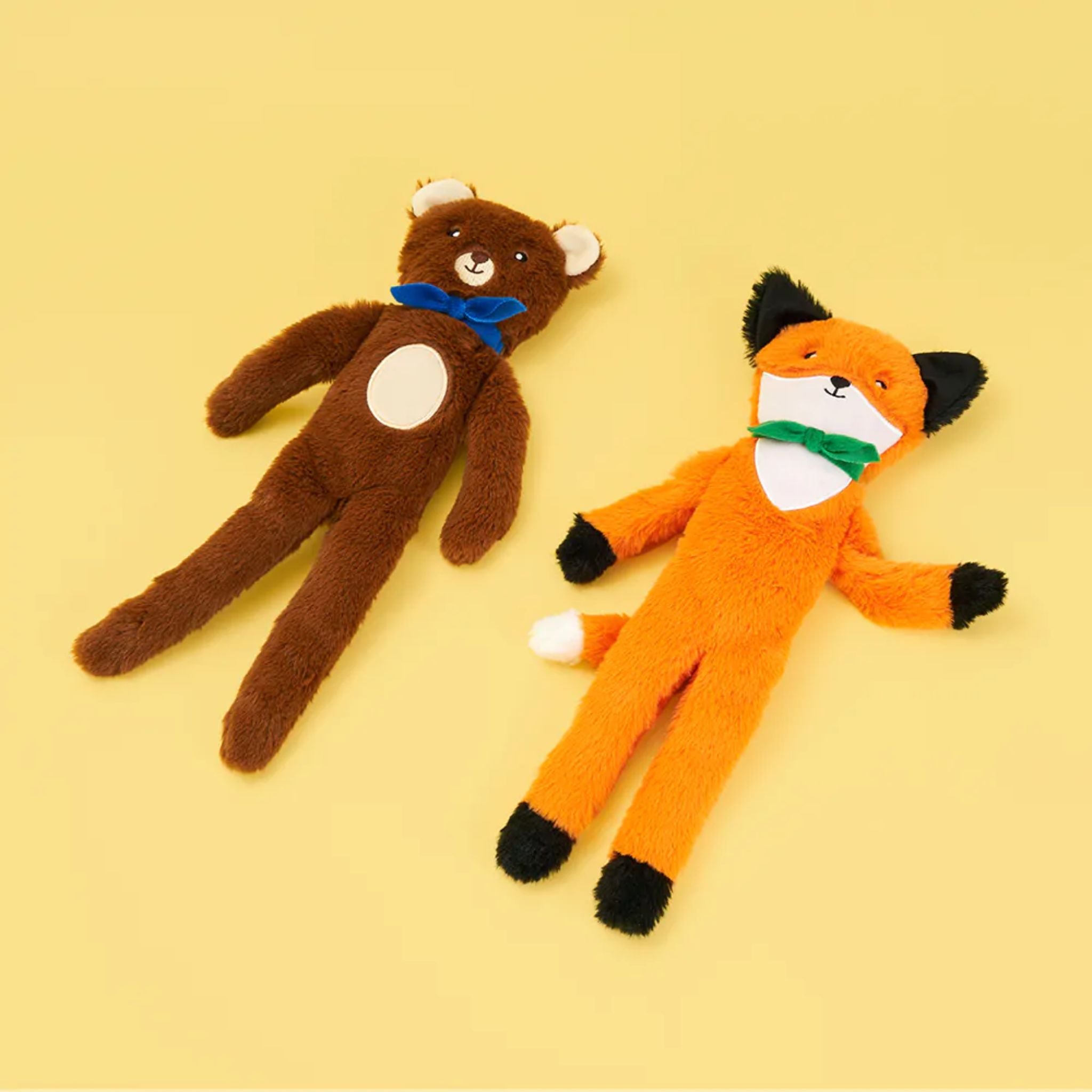 Zippy Paws Dog Toys Plush Fluppy Peltz - 2 Pack Bear & Fox