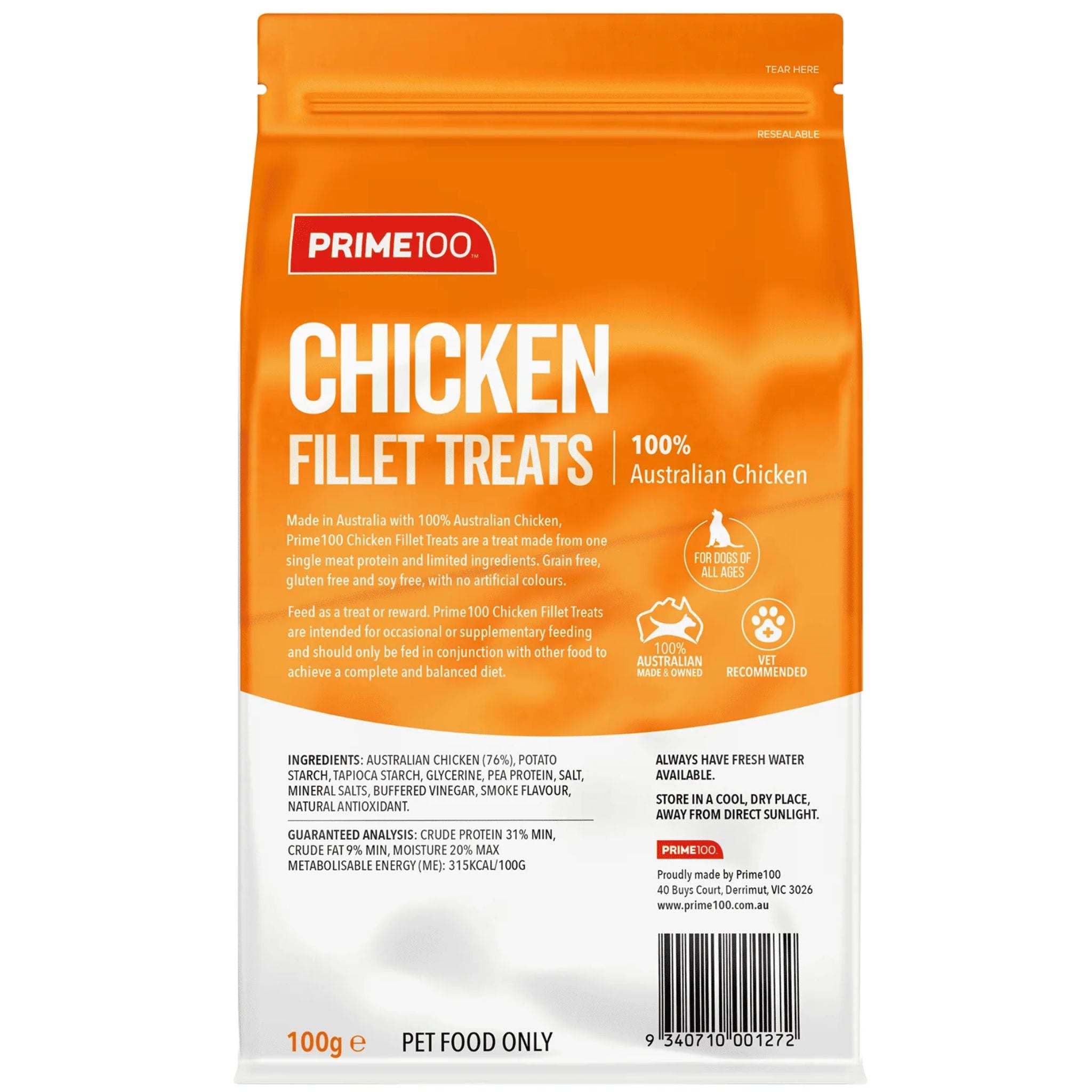 Prime100 Chicken Fillets Dog Treats