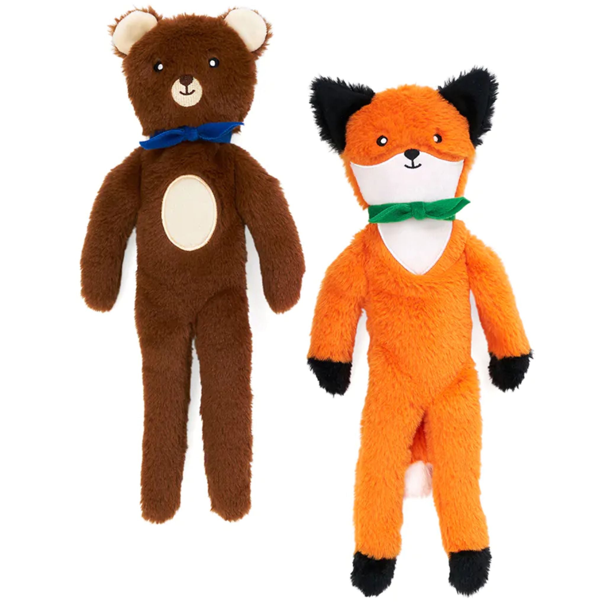 Zippy Paws Dog Toys Plush Fluppy Peltz - 2 Pack Bear & Fox