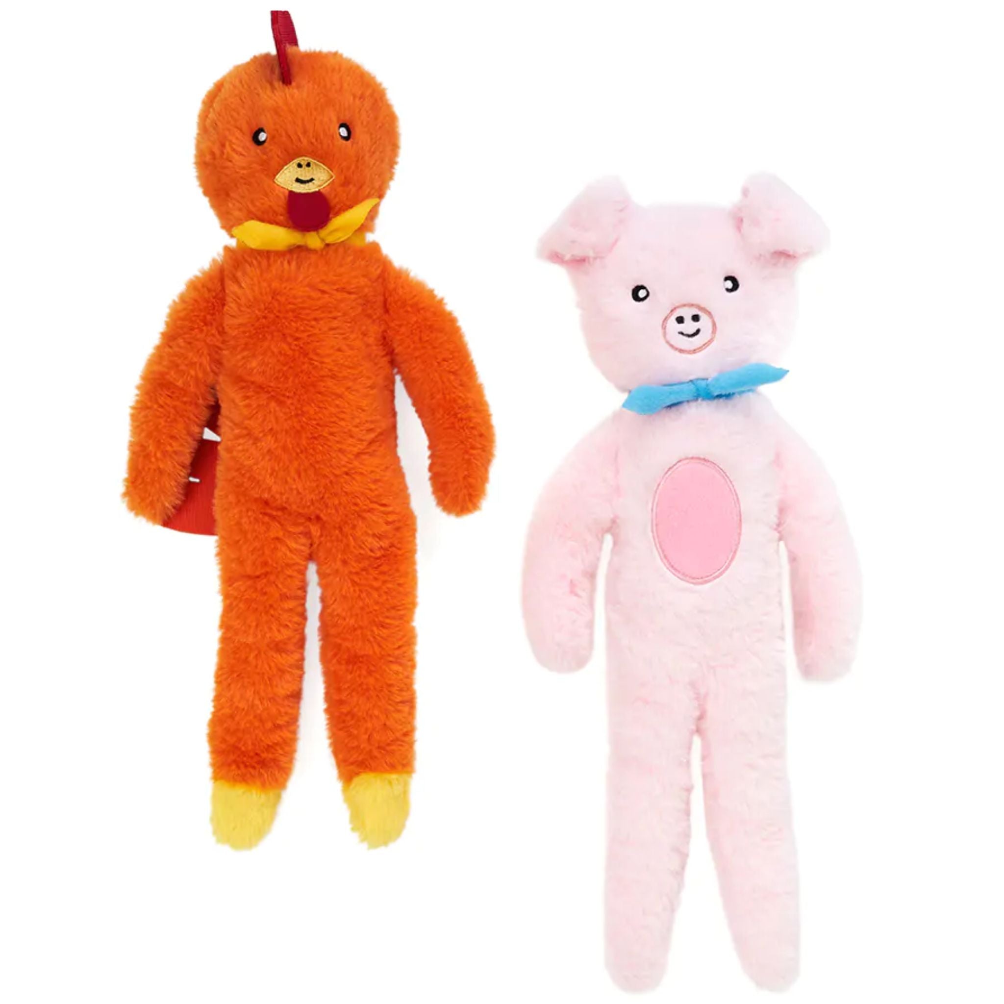 Zippy Paws Dog Toys Plush Fluppy Peltz - 2 Pack Chicken & Pig