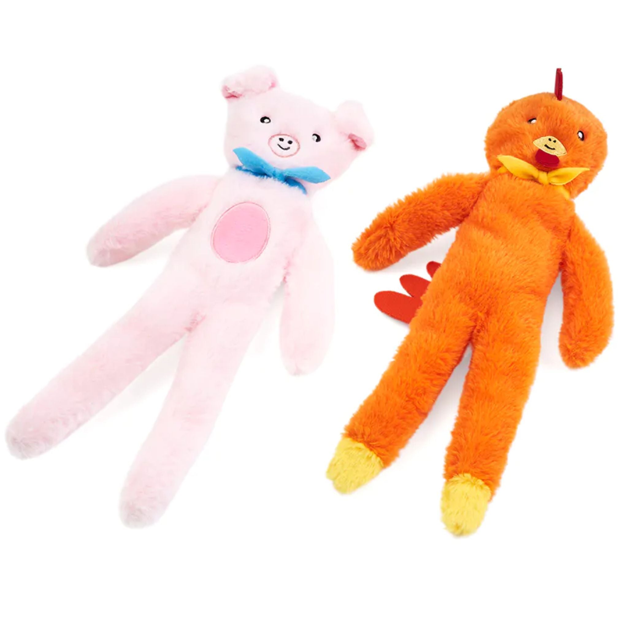 Zippy Paws Dog Toys Plush Fluppy Peltz - 2 Pack Chicken & Pig